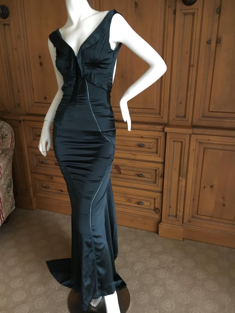 Gucci by Tom Ford Sexy Backless Green Silk Evening Dress For Sale at ...