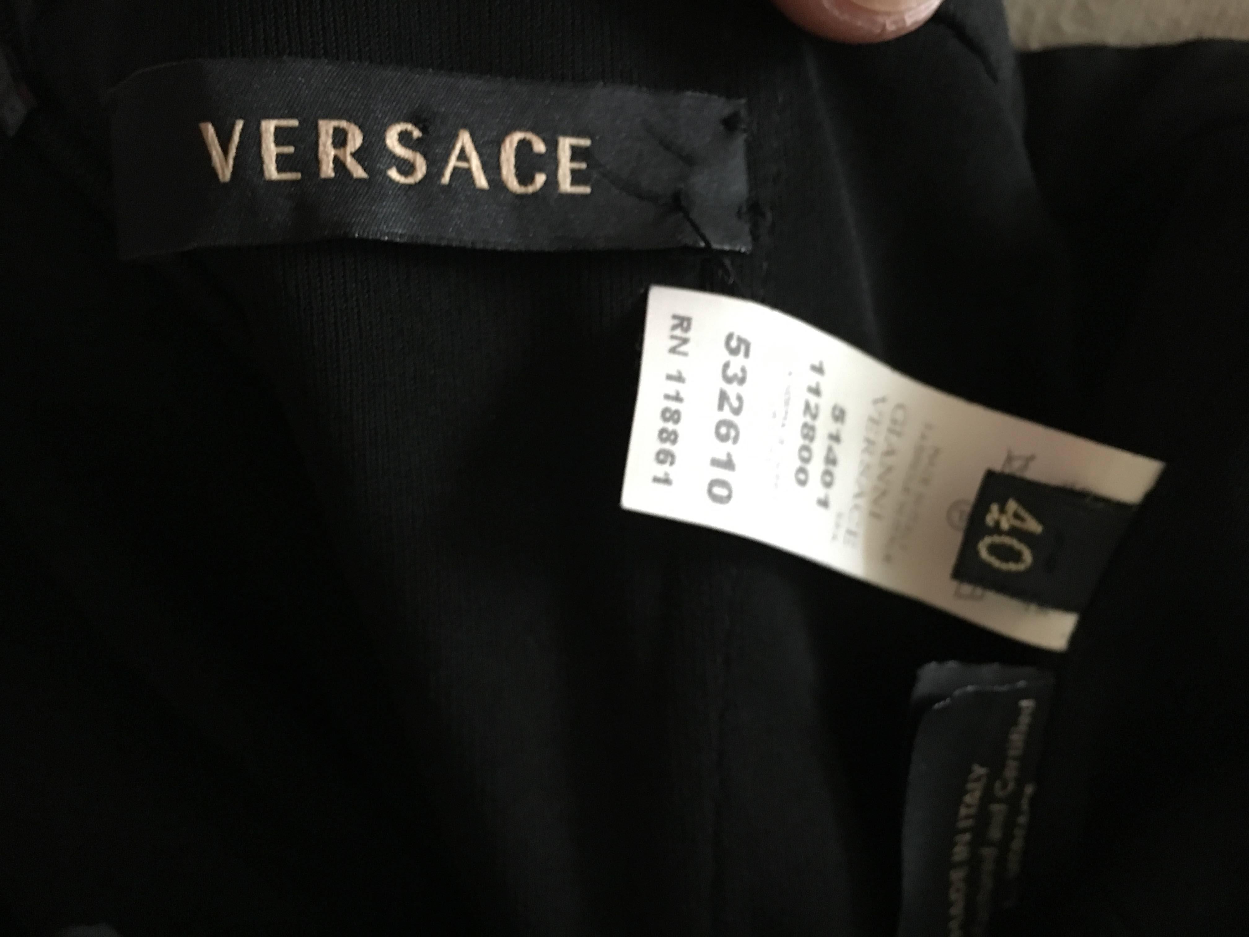 Versace Vintage Black Cocktail Dress with Gold Studded Accents For Sale 4