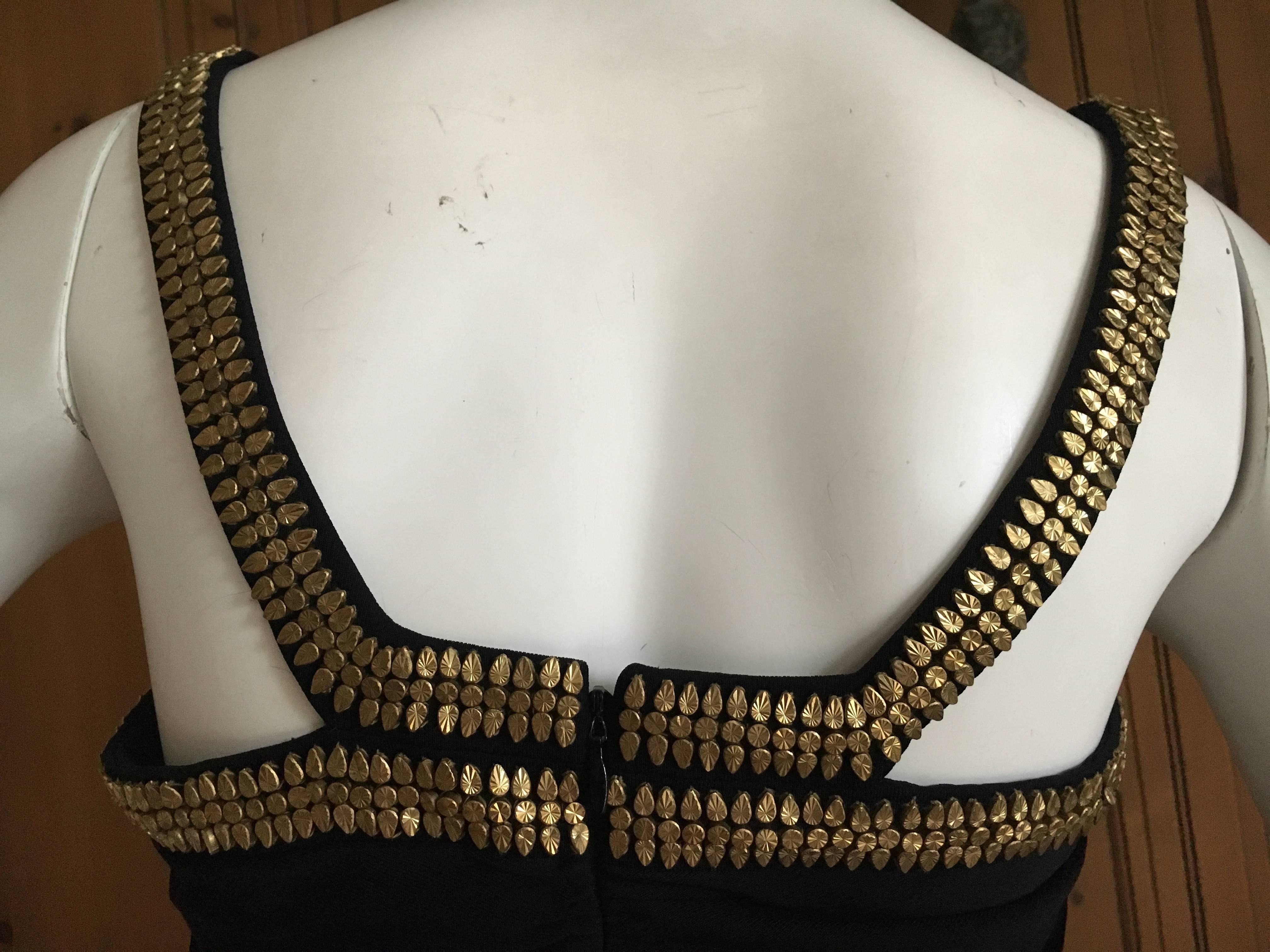 Versace Vintage Black Cocktail Dress with Gold Studded Accents For Sale 3