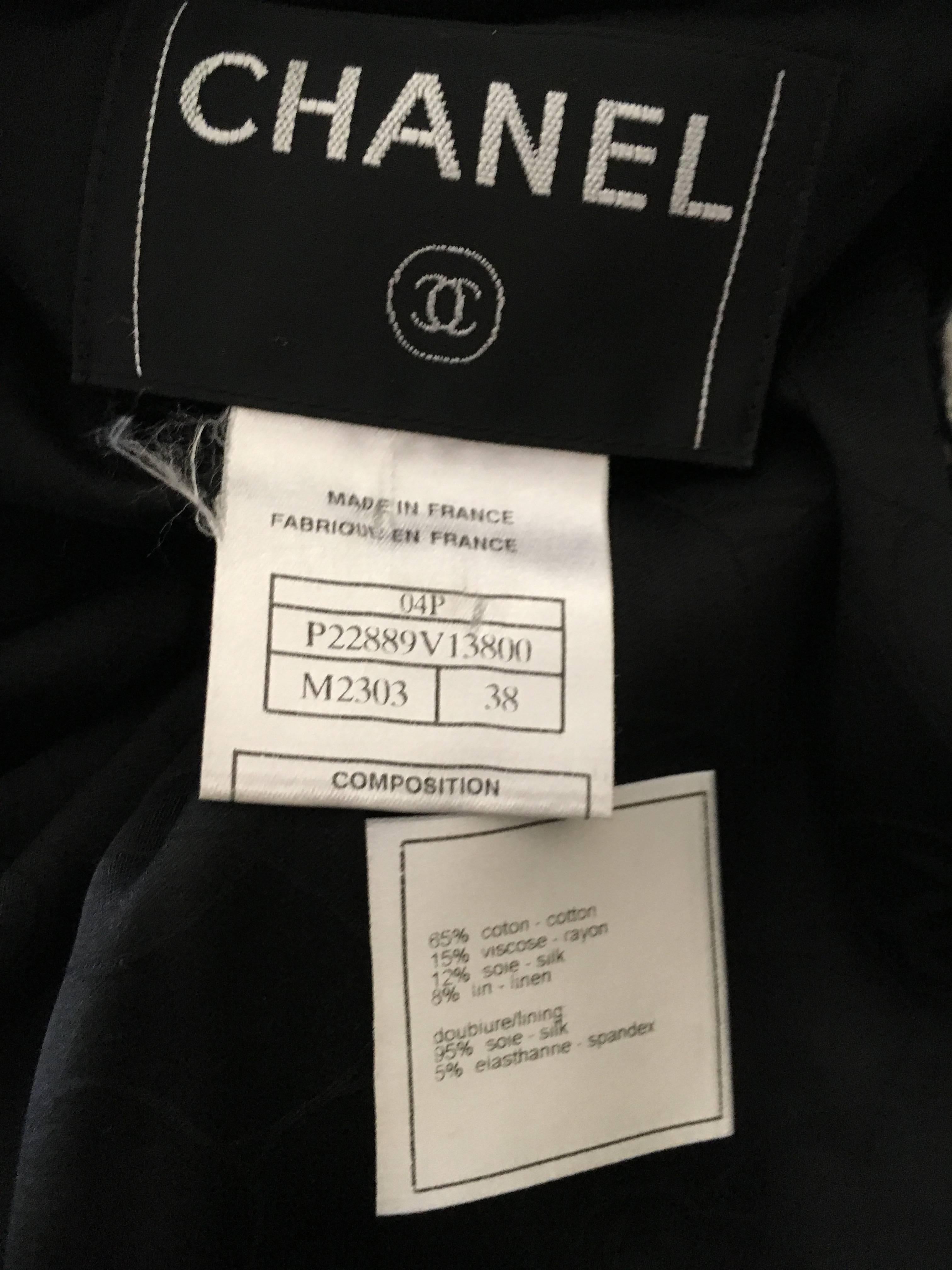 Chanel Black and White Fringe Fantasy Tweed Jacket from Spring 2004  2