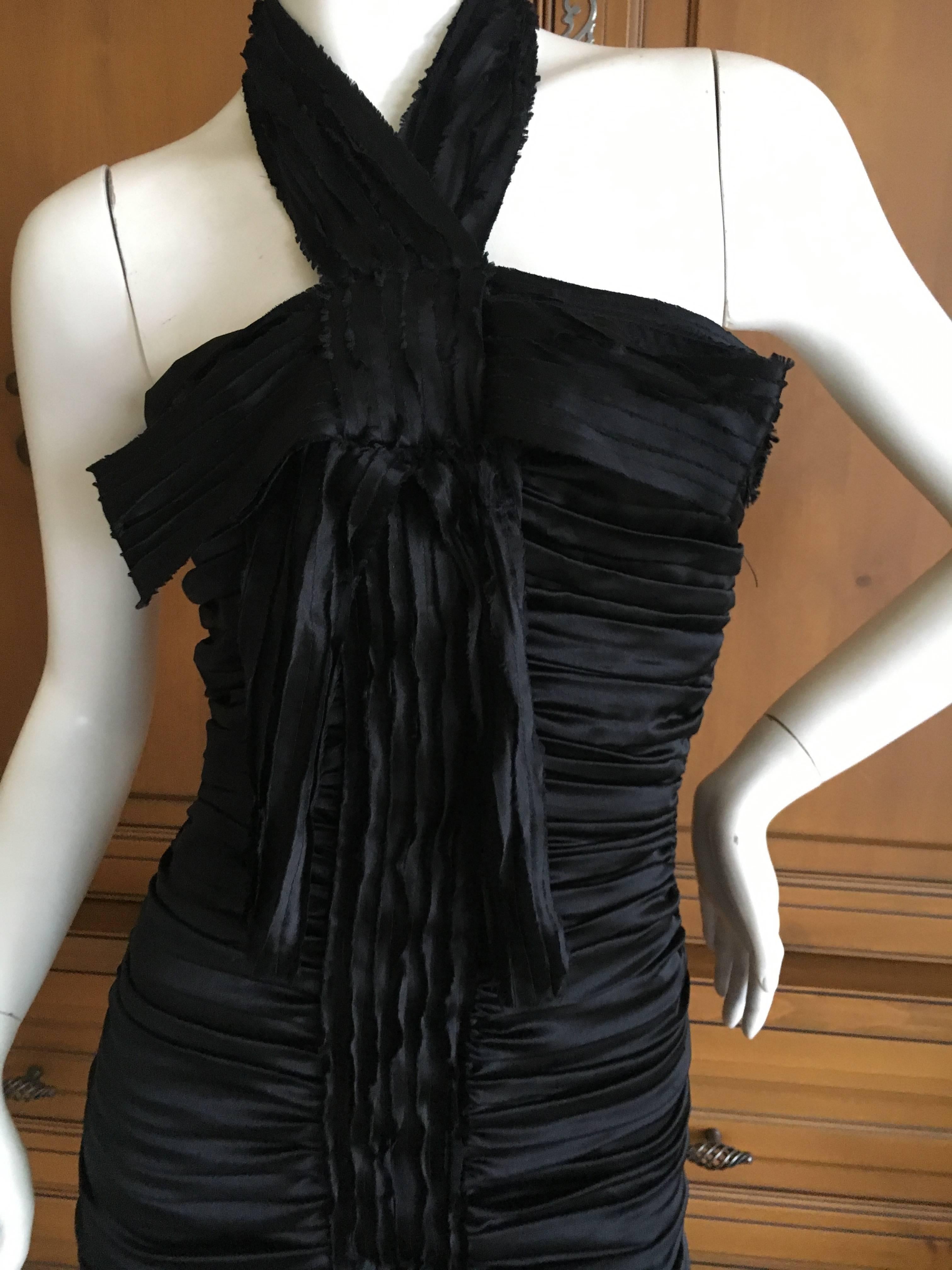 D & G Dolce & Gabbana Pleated Silk Little Black Dress with Bow For Sale 3