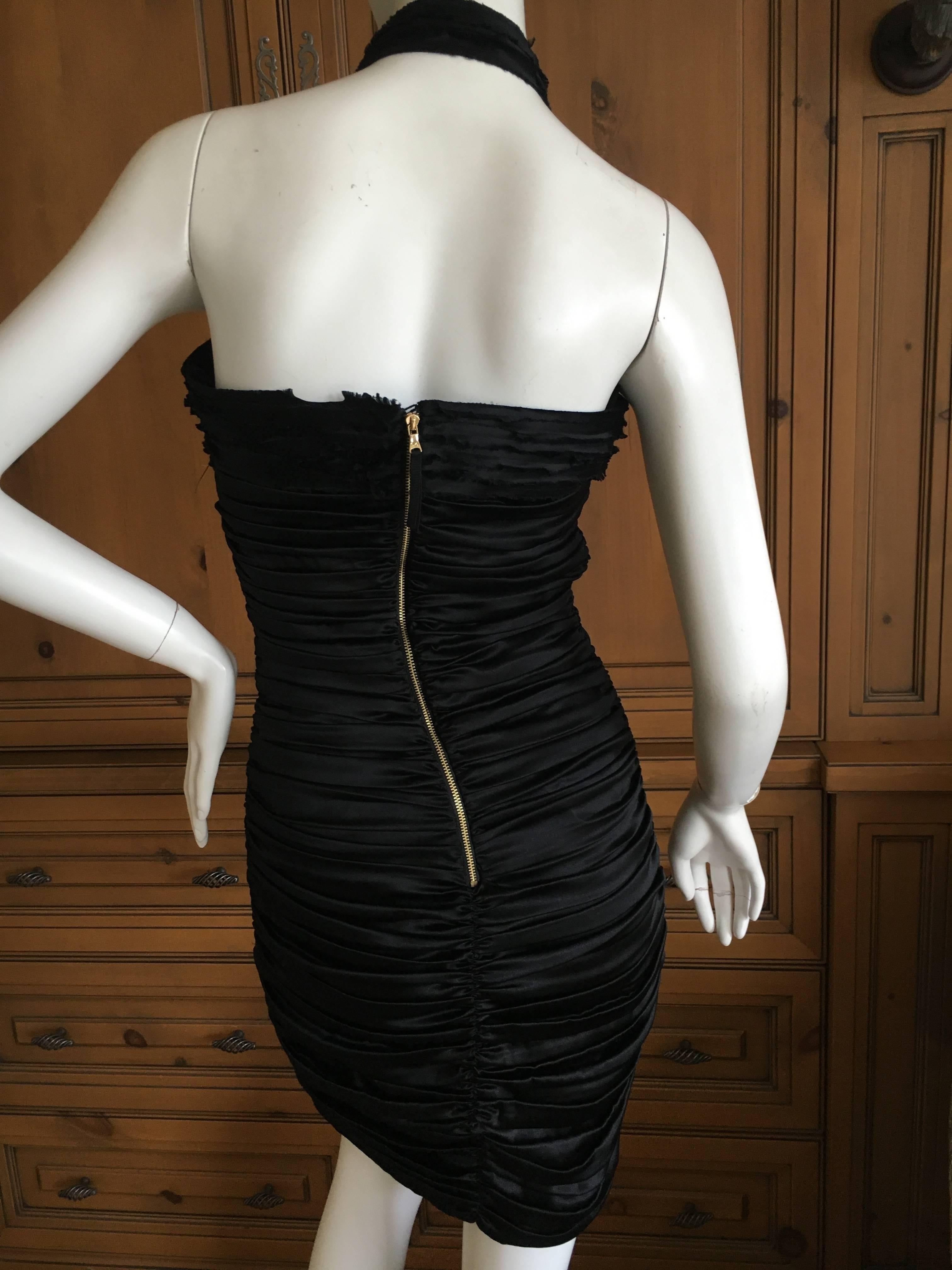 D & G Dolce & Gabbana Pleated Silk Little Black Dress with Bow For Sale 5