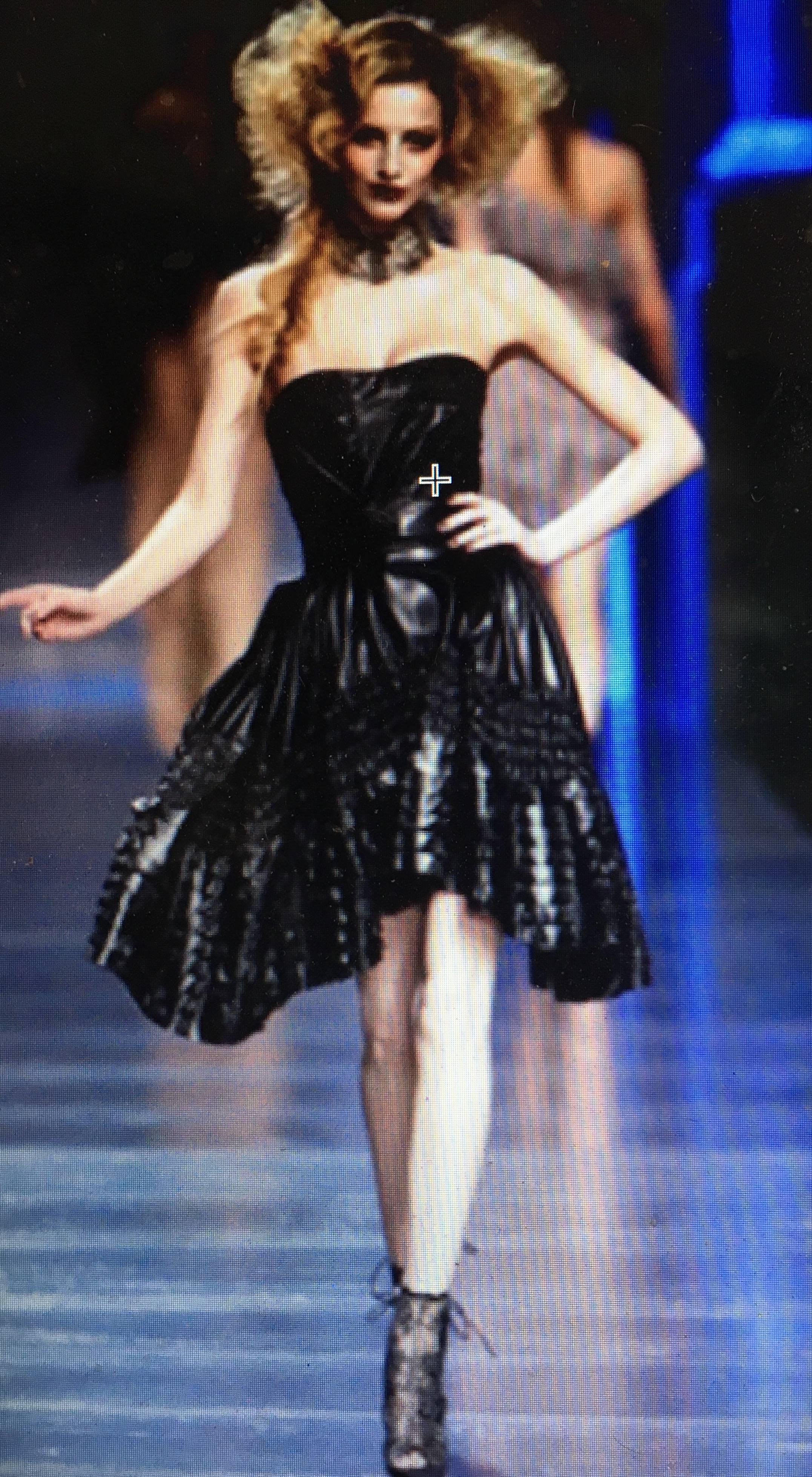 Christian Dior by John Galliano Fall 2010 Black Leather Pleated Ruffle Dress For Sale 2
