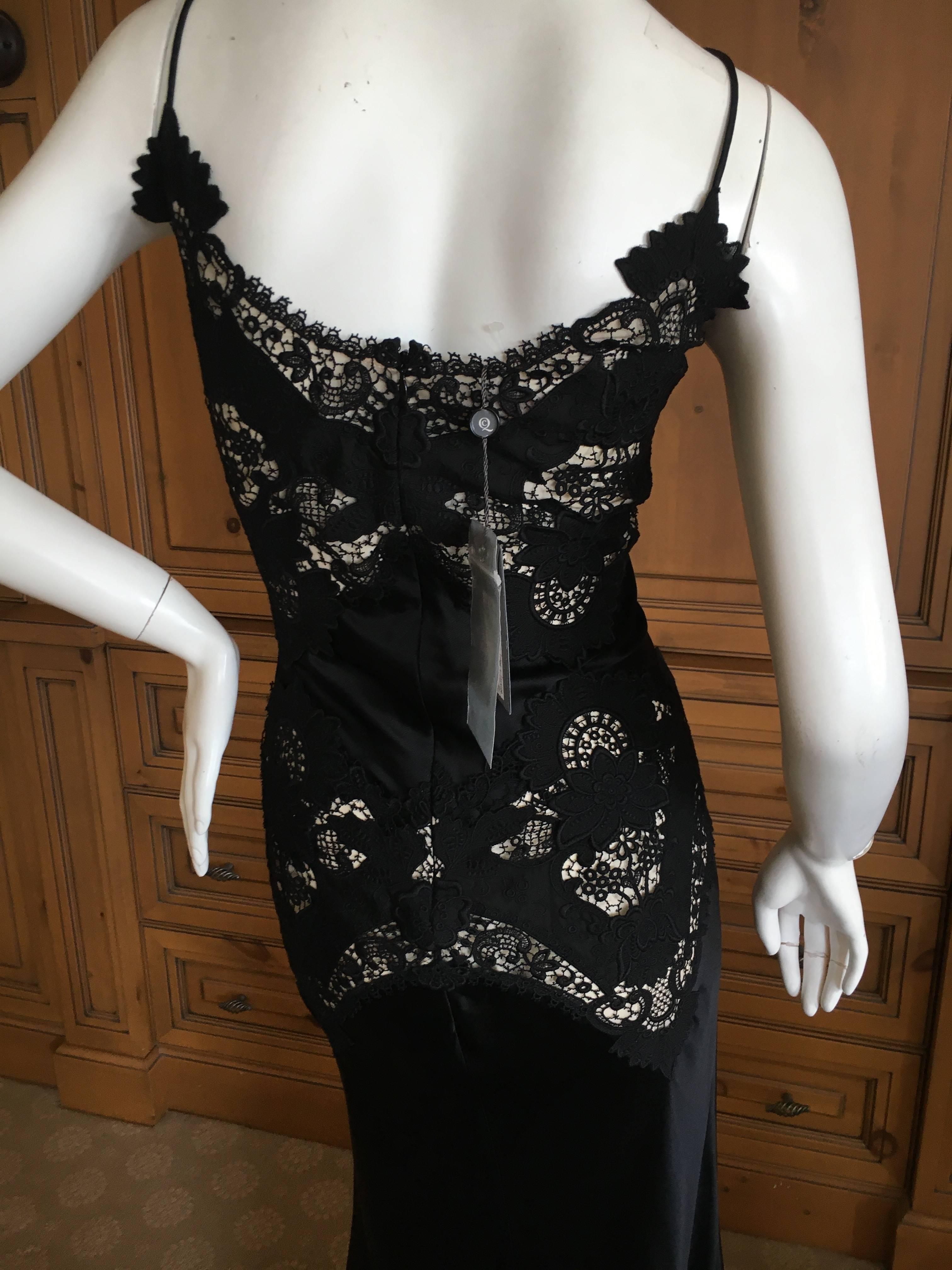 Alexander McQueen Black Evening Dress with Sheer Guipure Lace Details 2004 Sz 46 For Sale 5