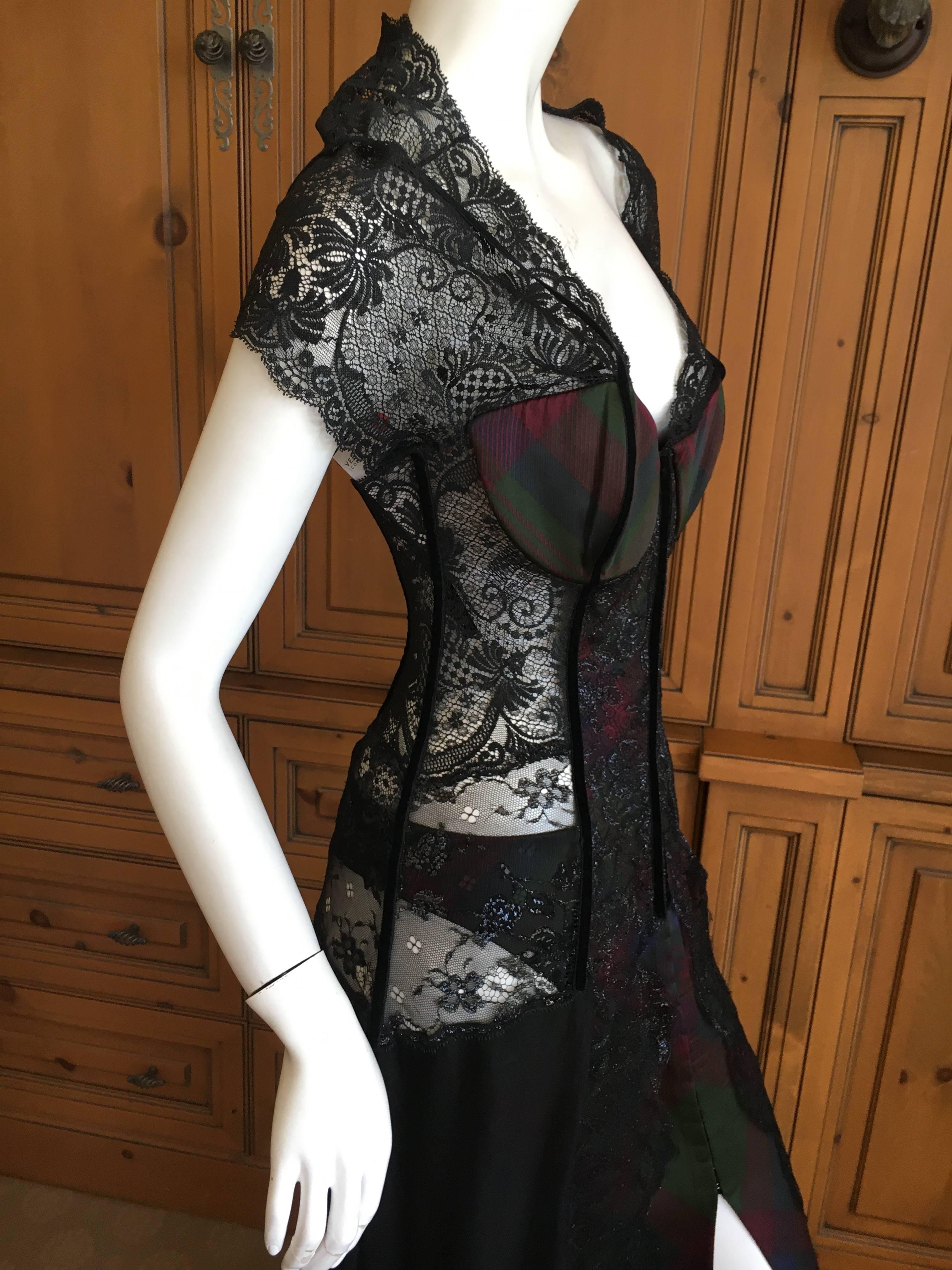Christian Dior Gianfranco Ferre Final Collection Plaid Lace Evening Dress, 1996  For Sale 2