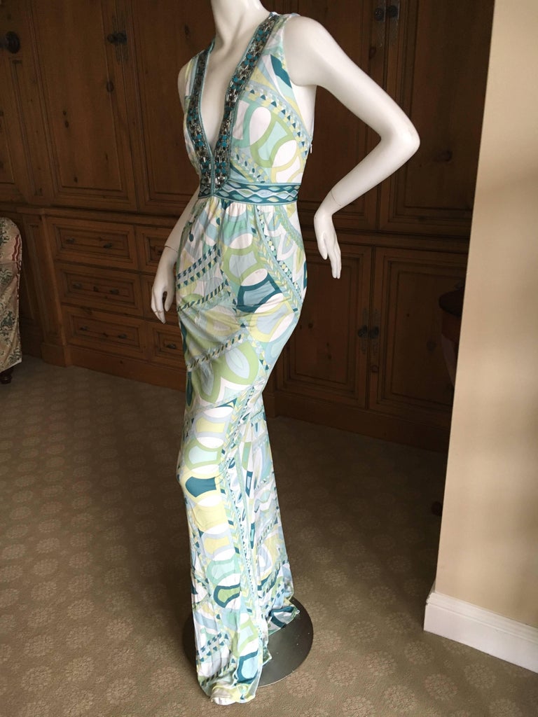 Emilio Pucci Bead Embellished Maxi Dress New with Tags Size 48 For Sale ...