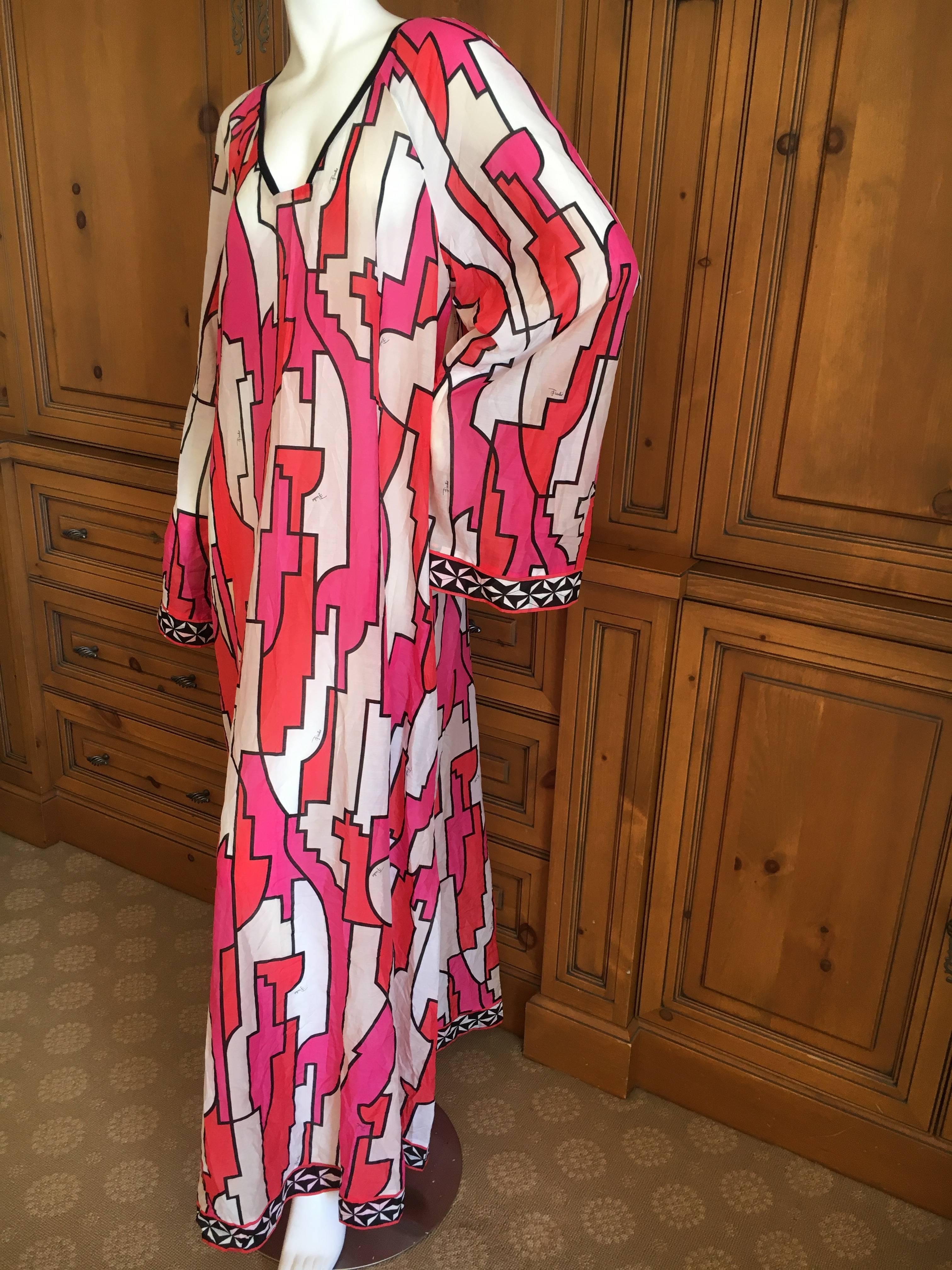 Emilio Pucci Sheer Cotton Caftan Dress For Sale 1