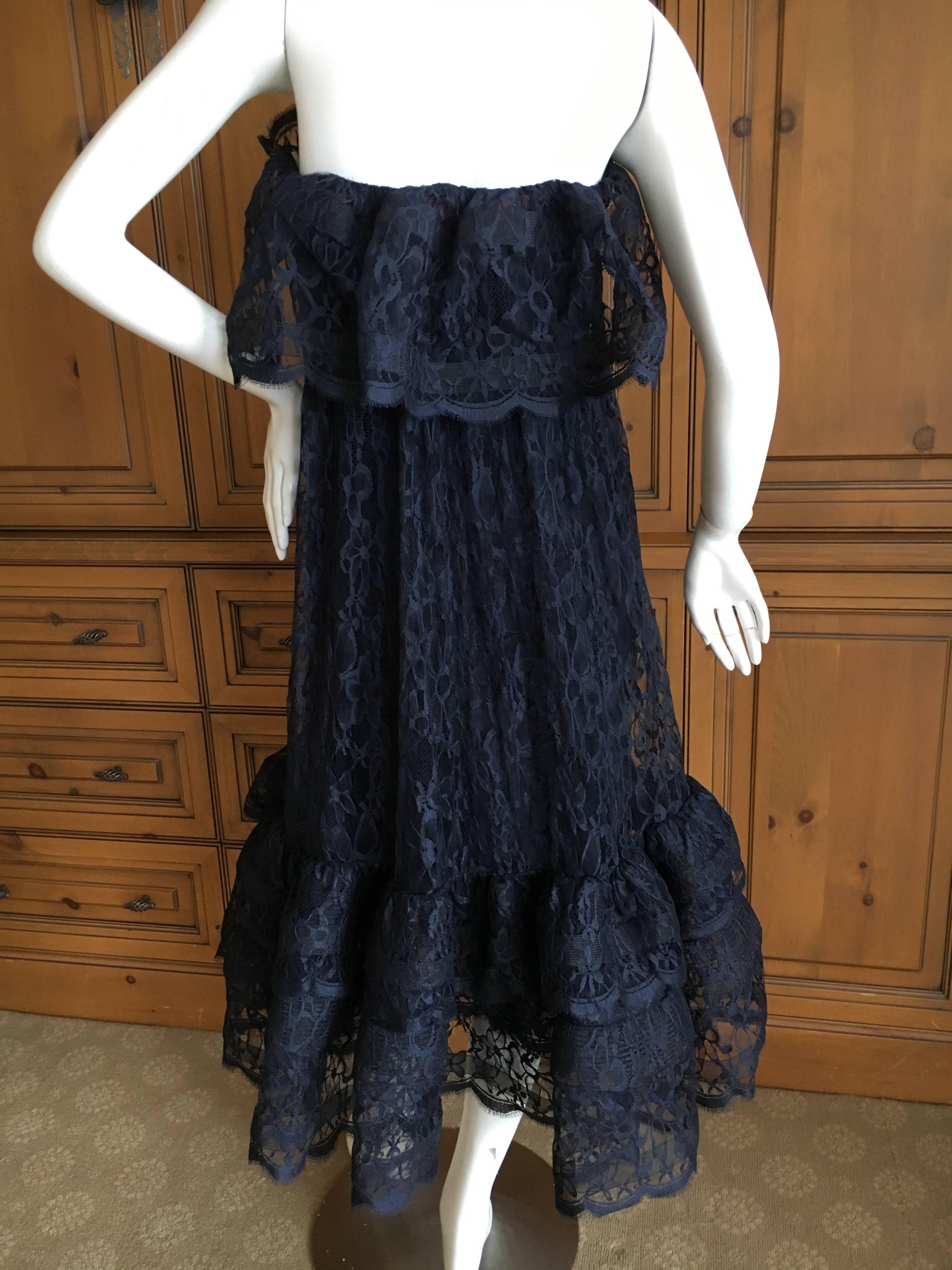 Women's Balenciaga Edition Navy Blue Lace Evening Dress New $7295 Barneys Tags For Sale