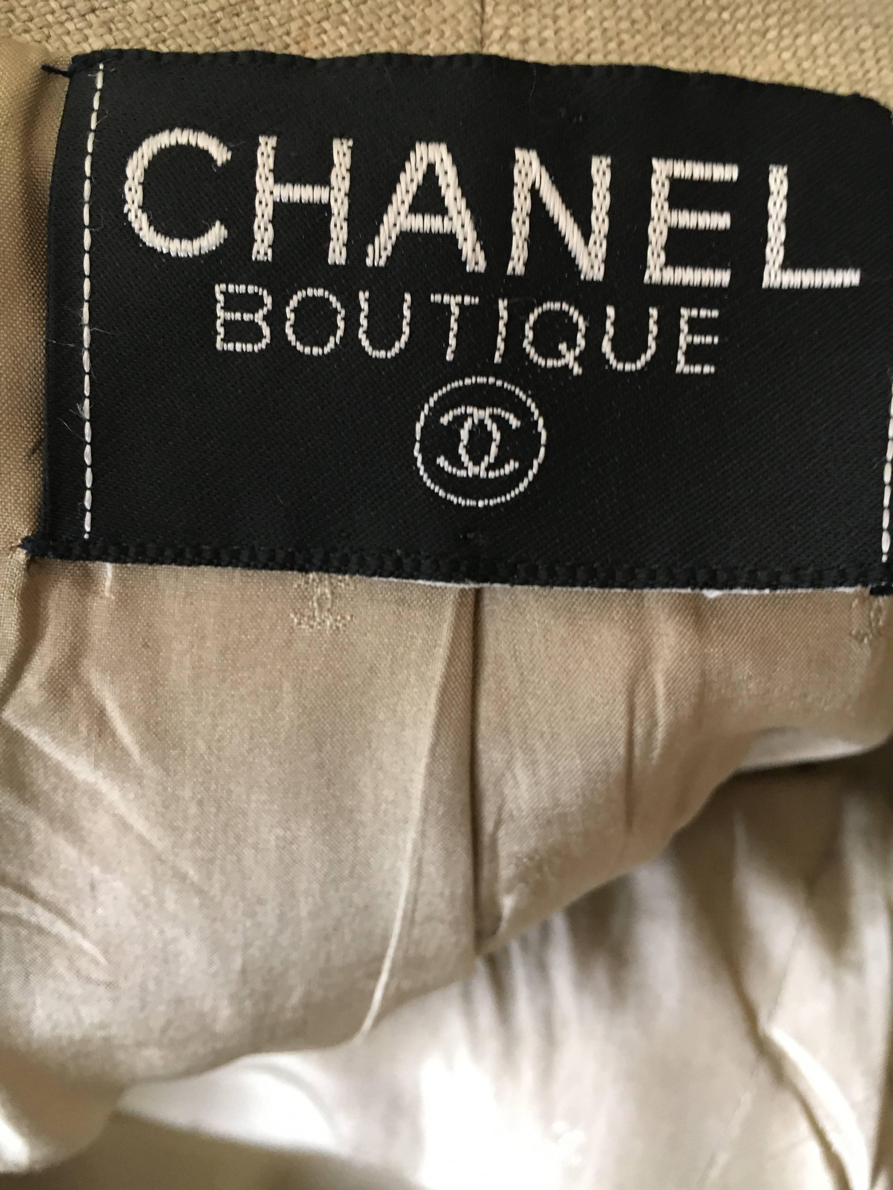 Chanel Vintage Linen Jacket with Lesage Gold Baroque Details For Sale 2
