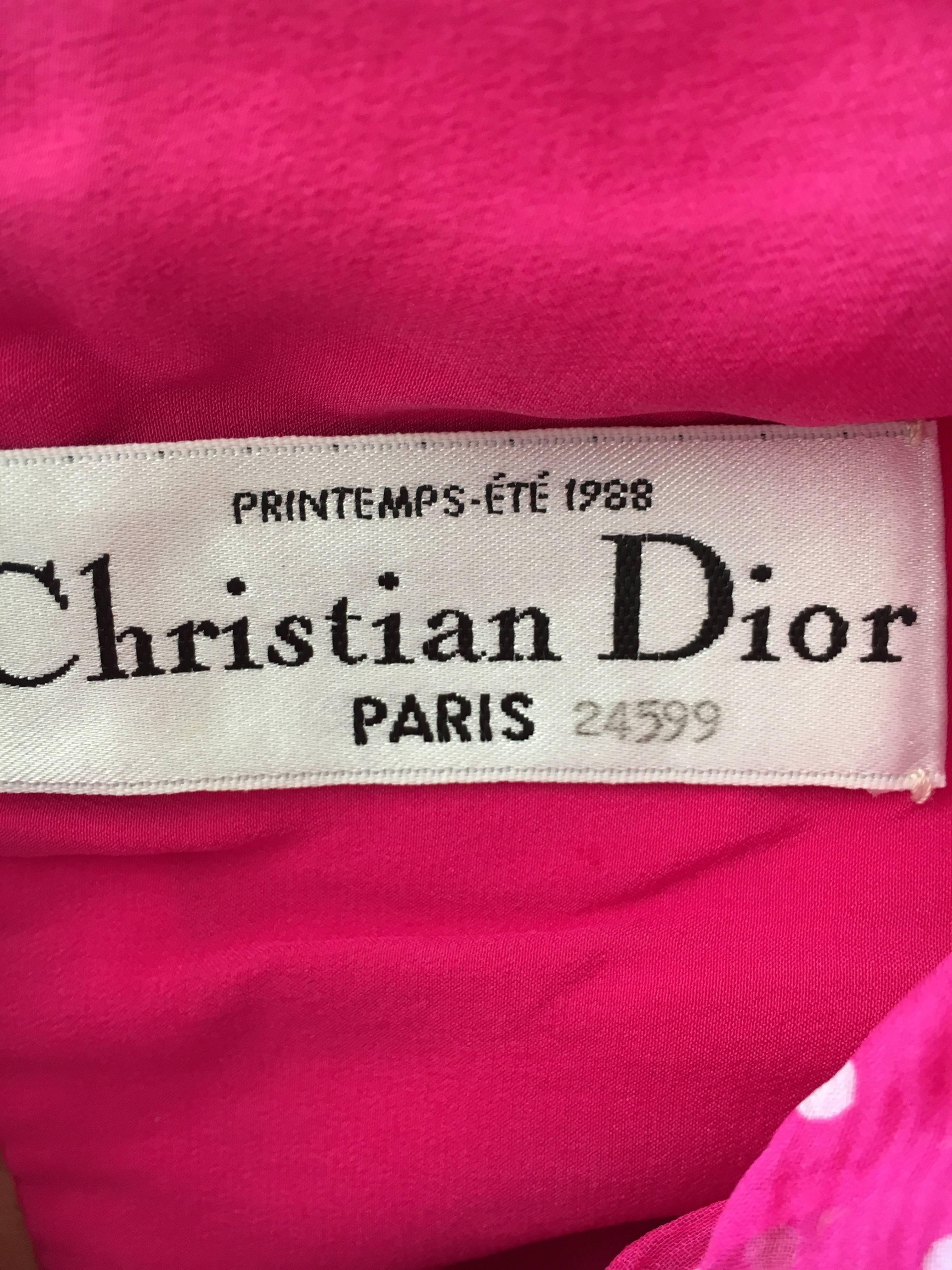 Christian Dior Numbered Haute Couture Silk Chiffon Day Dress Spring 1988 For Sale 2