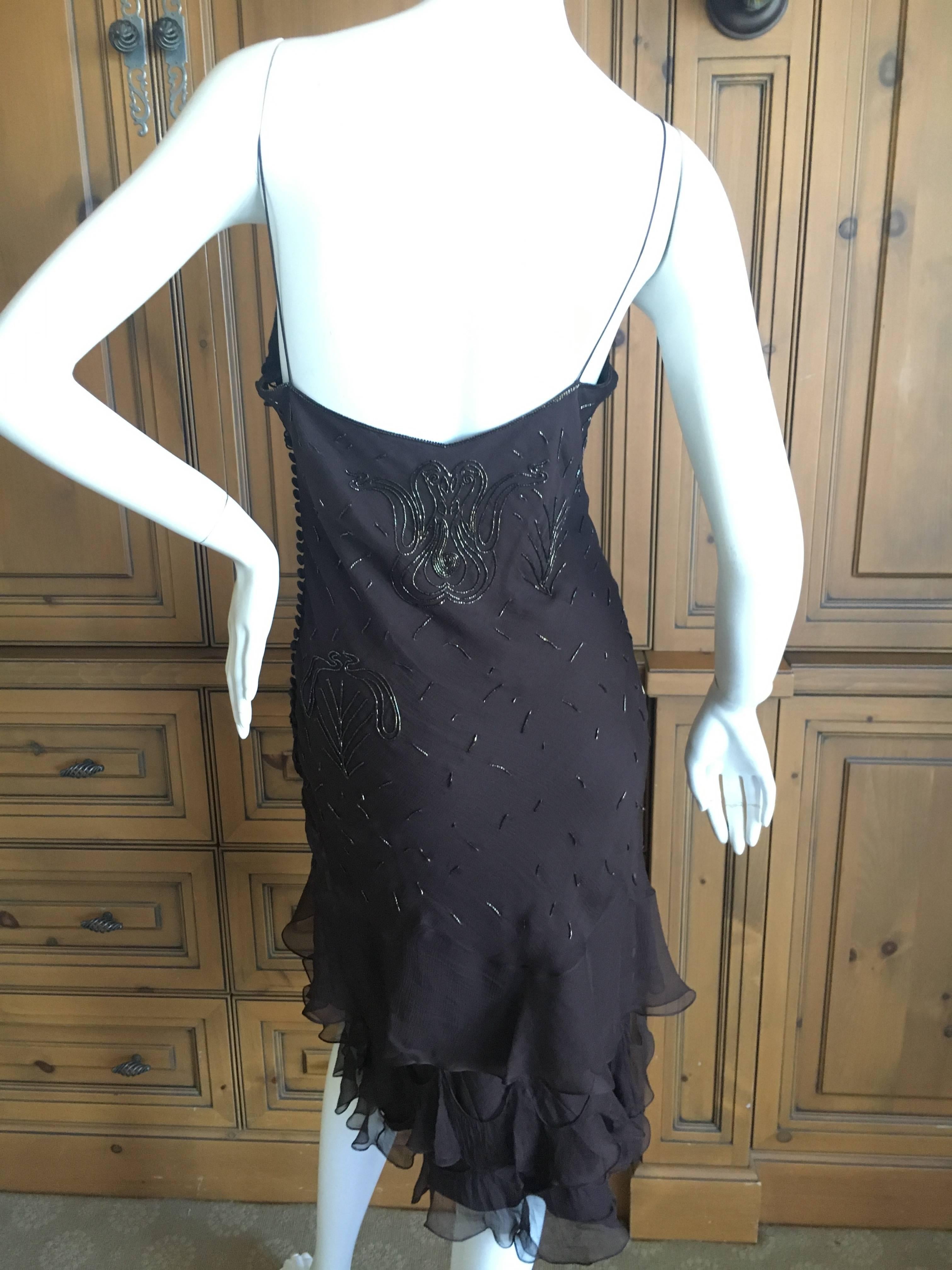Christian Dior Bead Embellished Silk Chiffon Cocktail Dress by John Galliano  For Sale 5