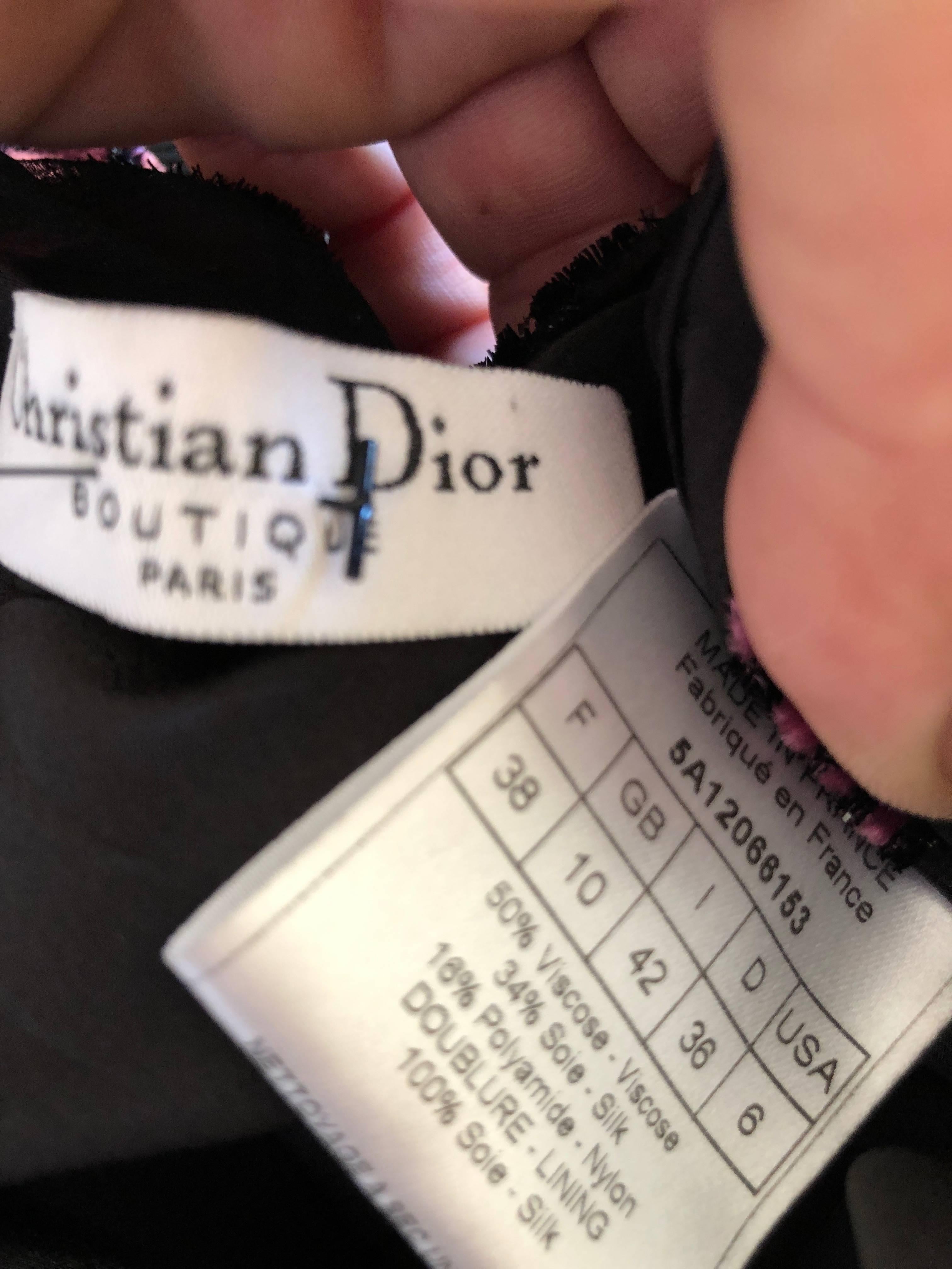 Christian Dior by John Galliano Sheer Devore Velvet Black Cocktail Dress For Sale 6