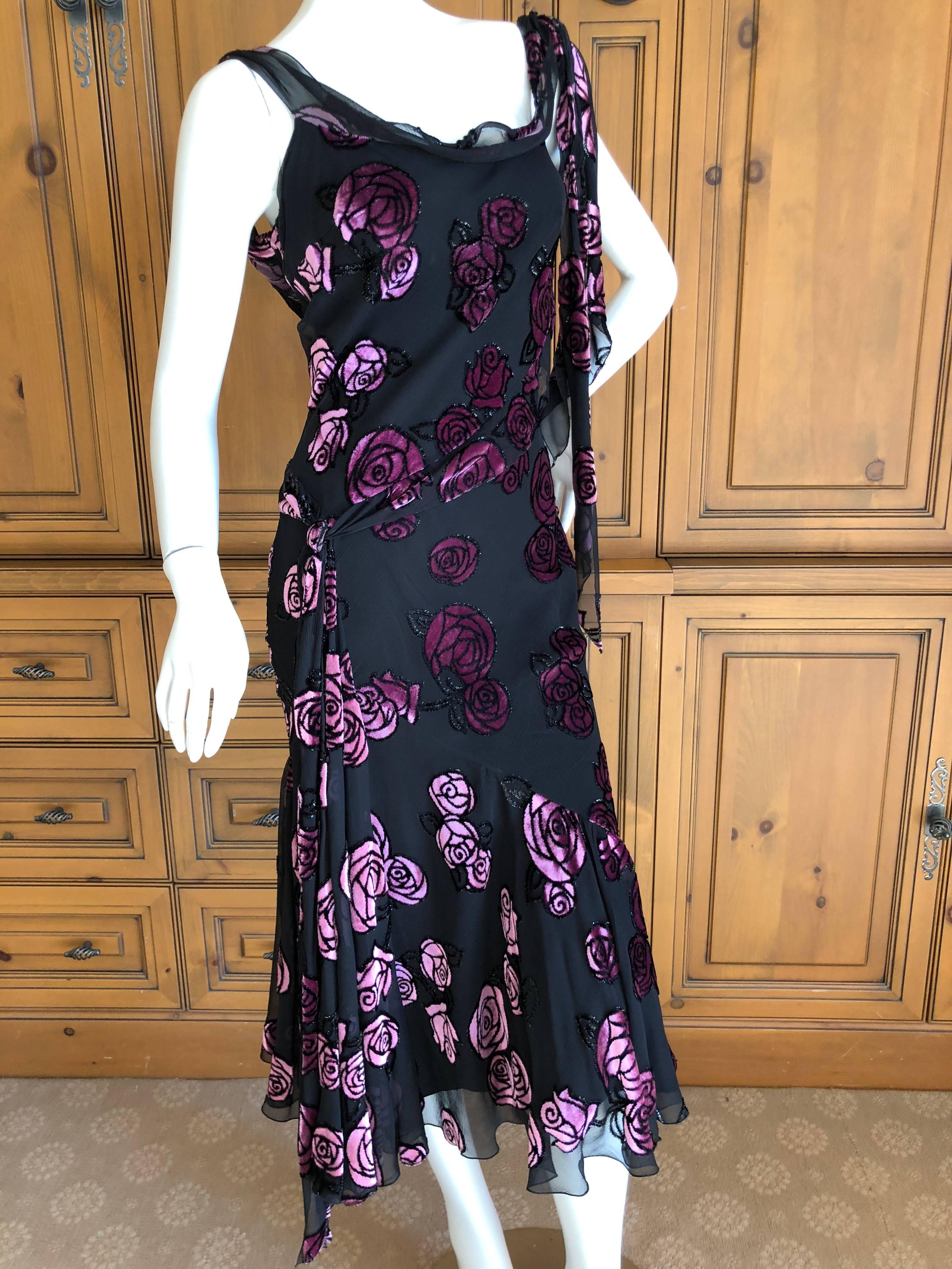 Christian Dior by John Galliano Sheer Devore Velvet Black Cocktail Dress In Excellent Condition For Sale In Cloverdale, CA