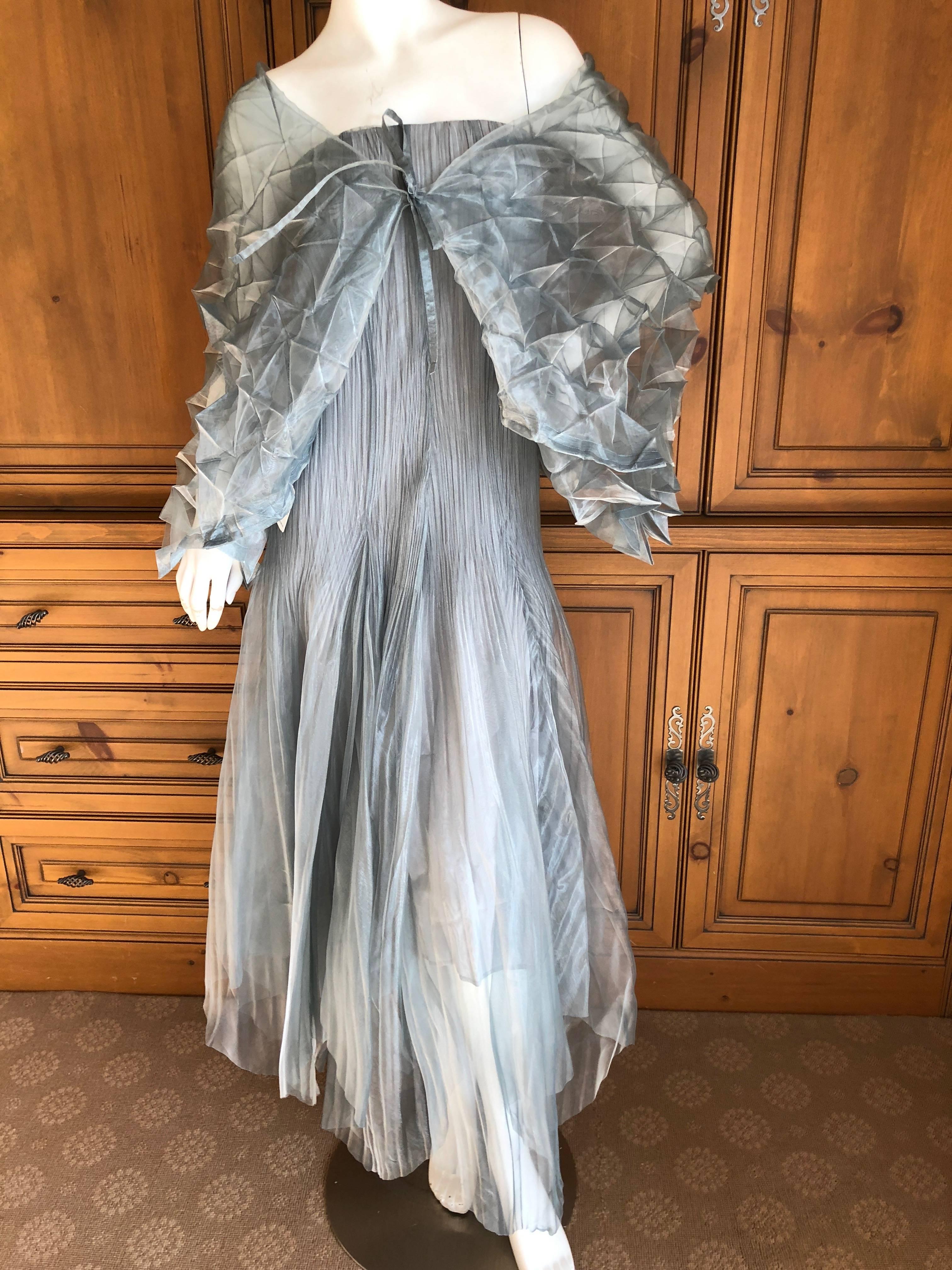 Women's Issey Miyake Fete Vintage Silvery Evening Dress or Skirt w Matching Pyramid Wrap For Sale