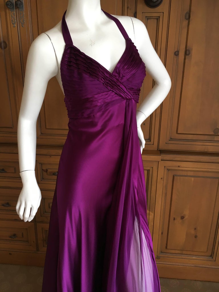 Versace Vintage luxurious Purple Silk Evening Dress with Draped Silk ...