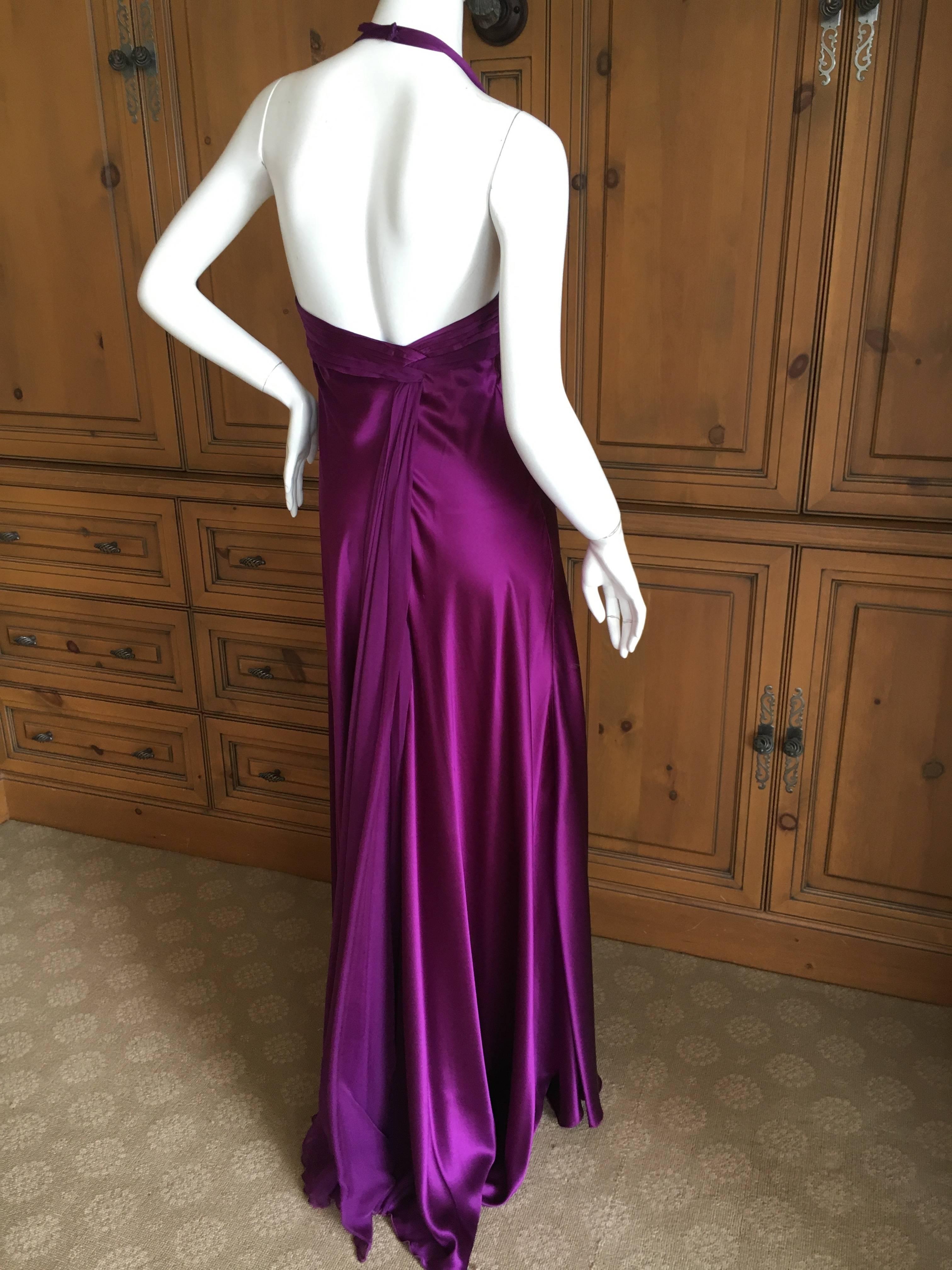 Versace Vintage luxurious Purple Silk Evening Dress with Draped Silk Chiffon  In Excellent Condition In Cloverdale, CA