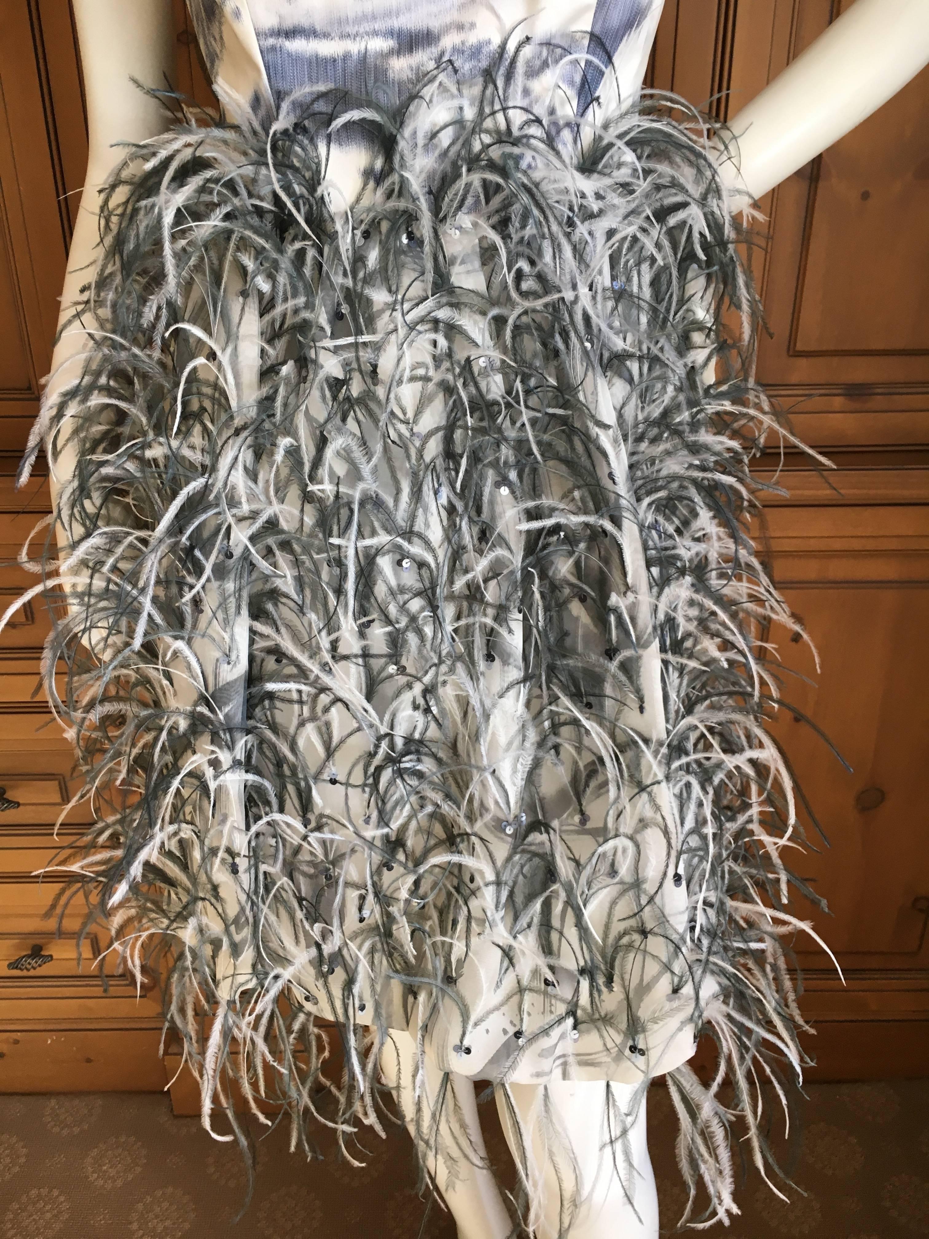 Oscar de la Renta Feather Embellished Vintage Evening Dress and Jacket For Sale 5
