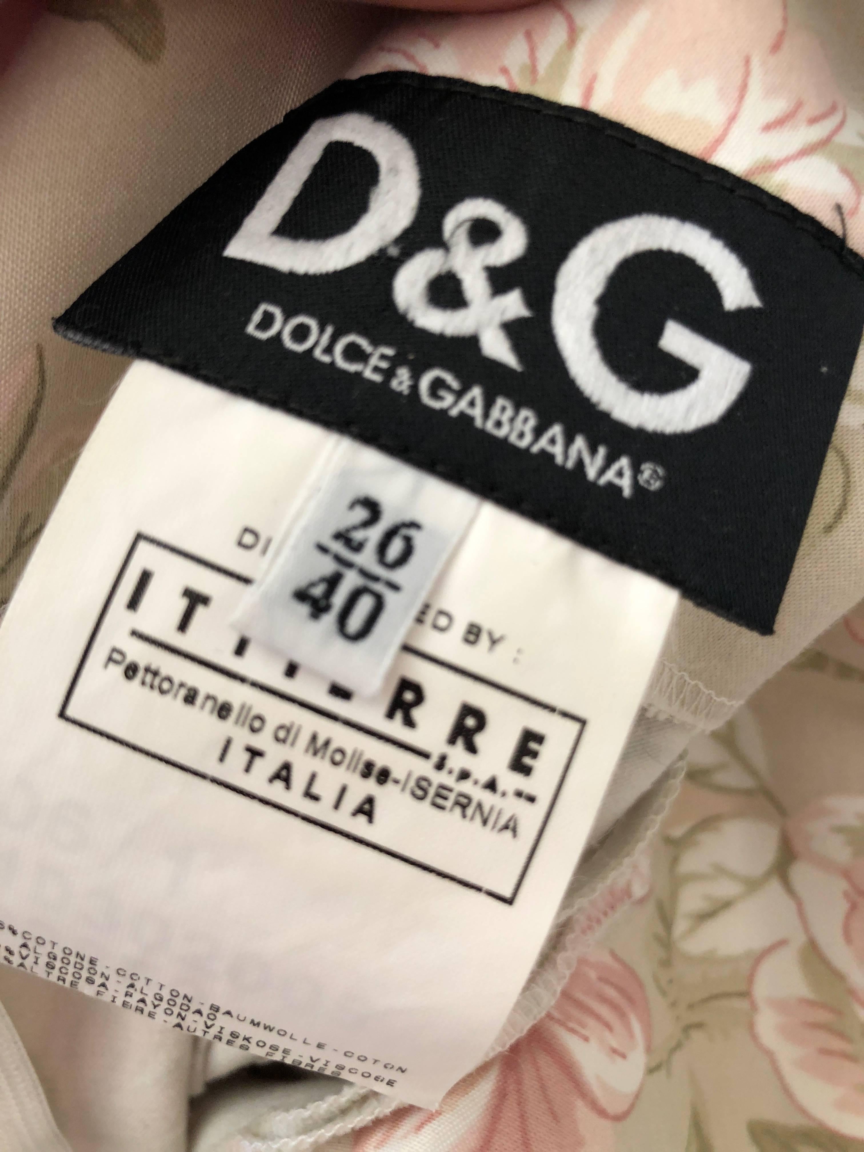 Dolce & Gabbana D&G Cotton Floral Pattern Lace Trim Cocktail Dress For Sale 3