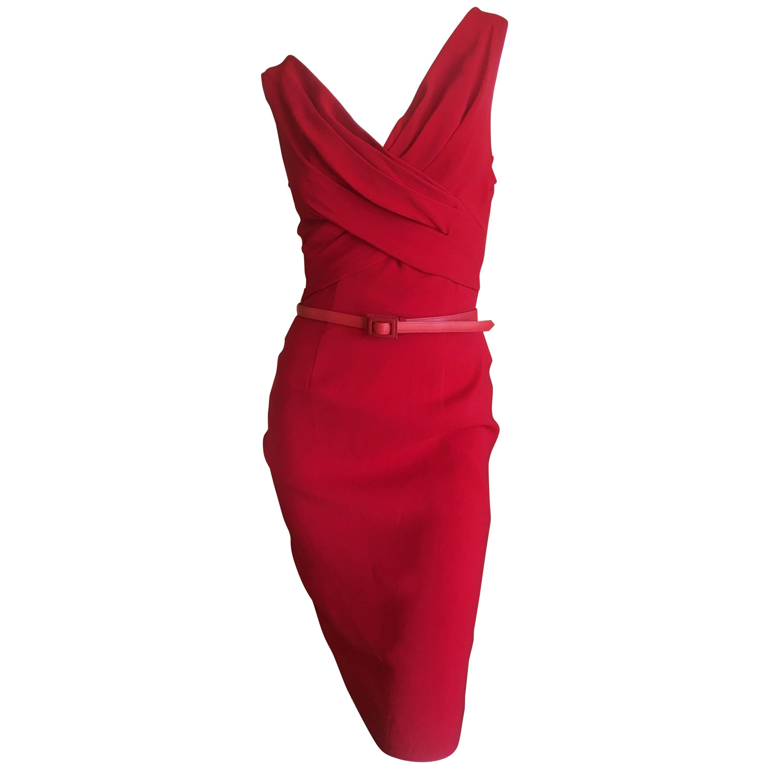 Christian Dior by John Galliano Red Belted Day Dress
