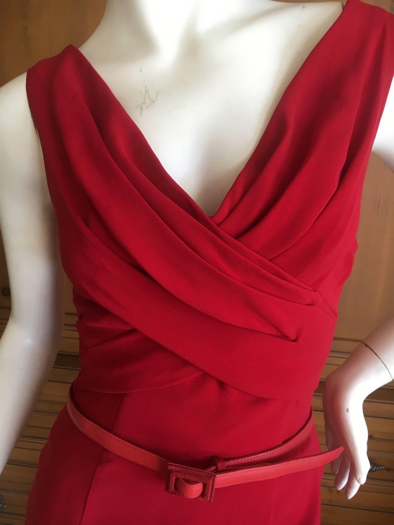 Christian Dior by John Galliano Red Belted Day Dress at 1stDibs