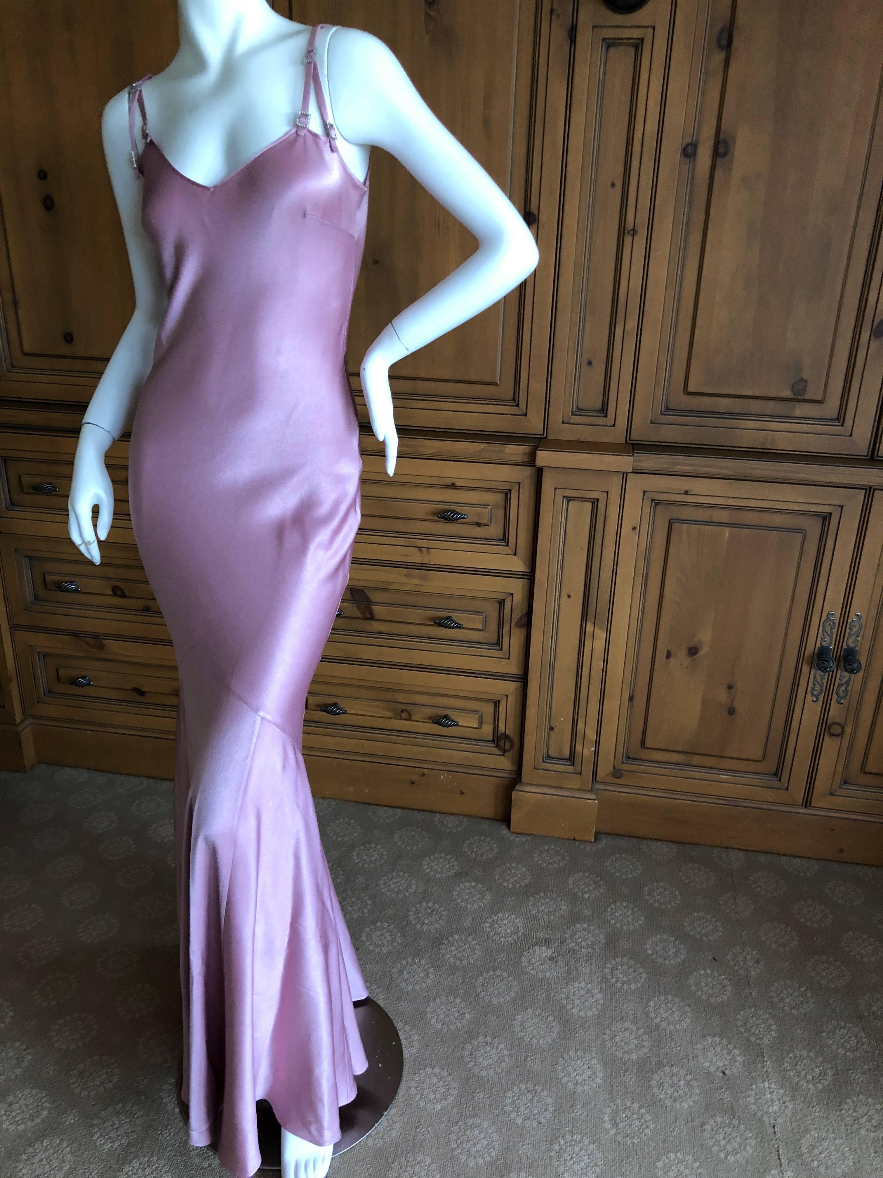 
	
	
John Galliano Bias Cut Pink Vintage Dress with Fringed Shawl and Jeweled Straps.
This is so beautiful, please see all the photos.
The color is closer to the bubblegum pink in the close up photos .
Size 40
Bust 40