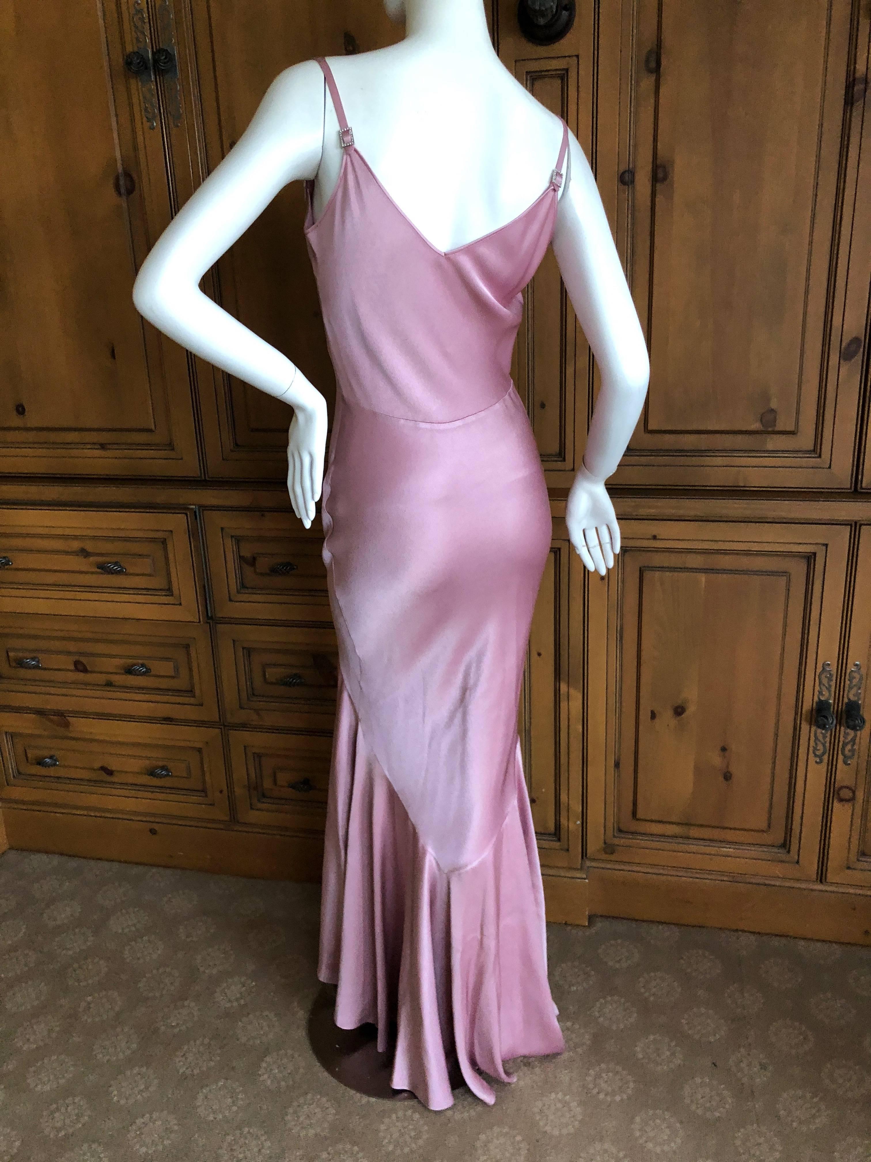 John Galliano Bias Cut Pink Vintage Dress with Fringed Shawl and Jeweled Straps For Sale 5