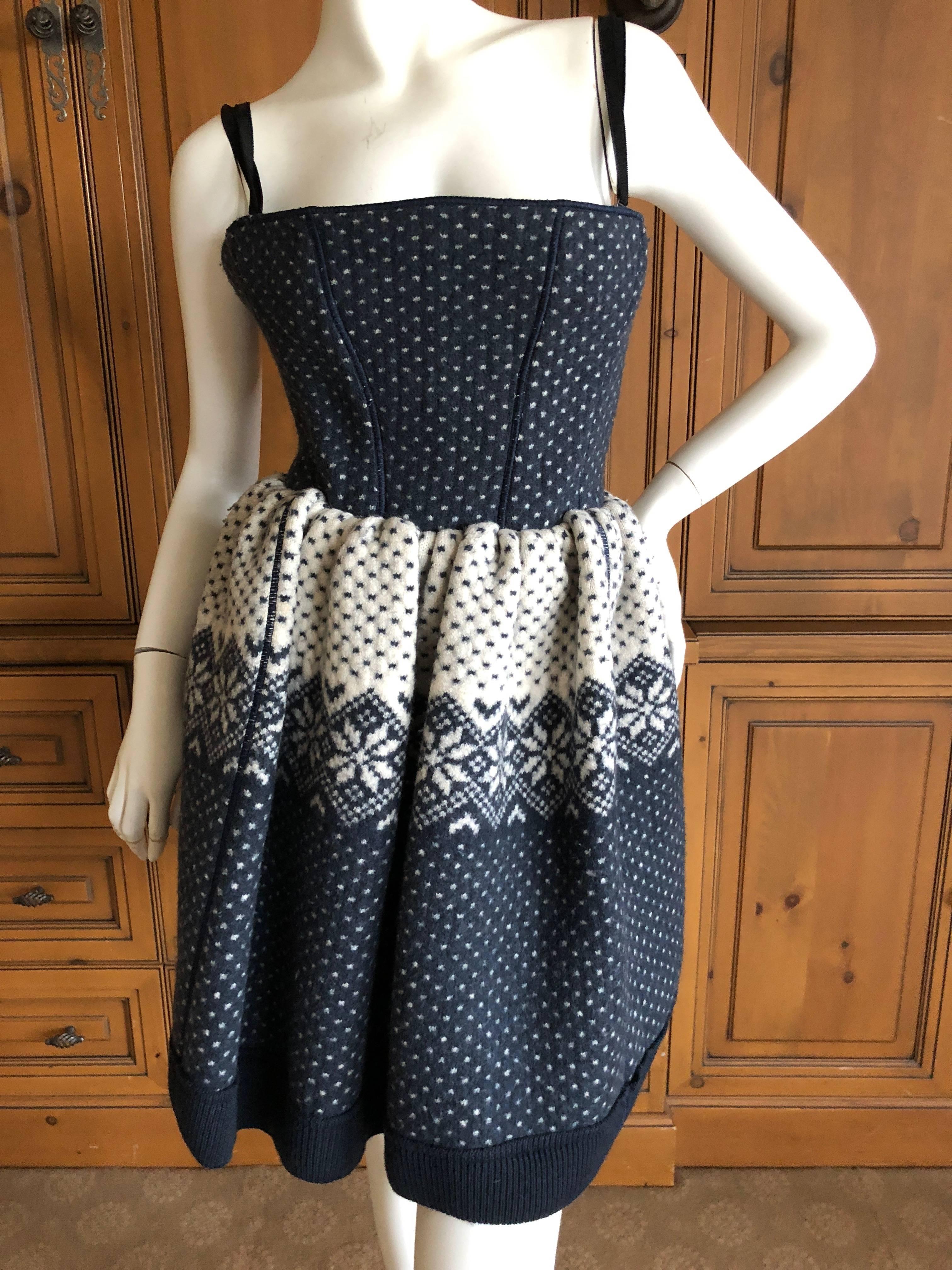   D&G by Dolce & Gabbana Fair Isle Knit Mini Dress with Built In Corset In Excellent Condition For Sale In Cloverdale, CA