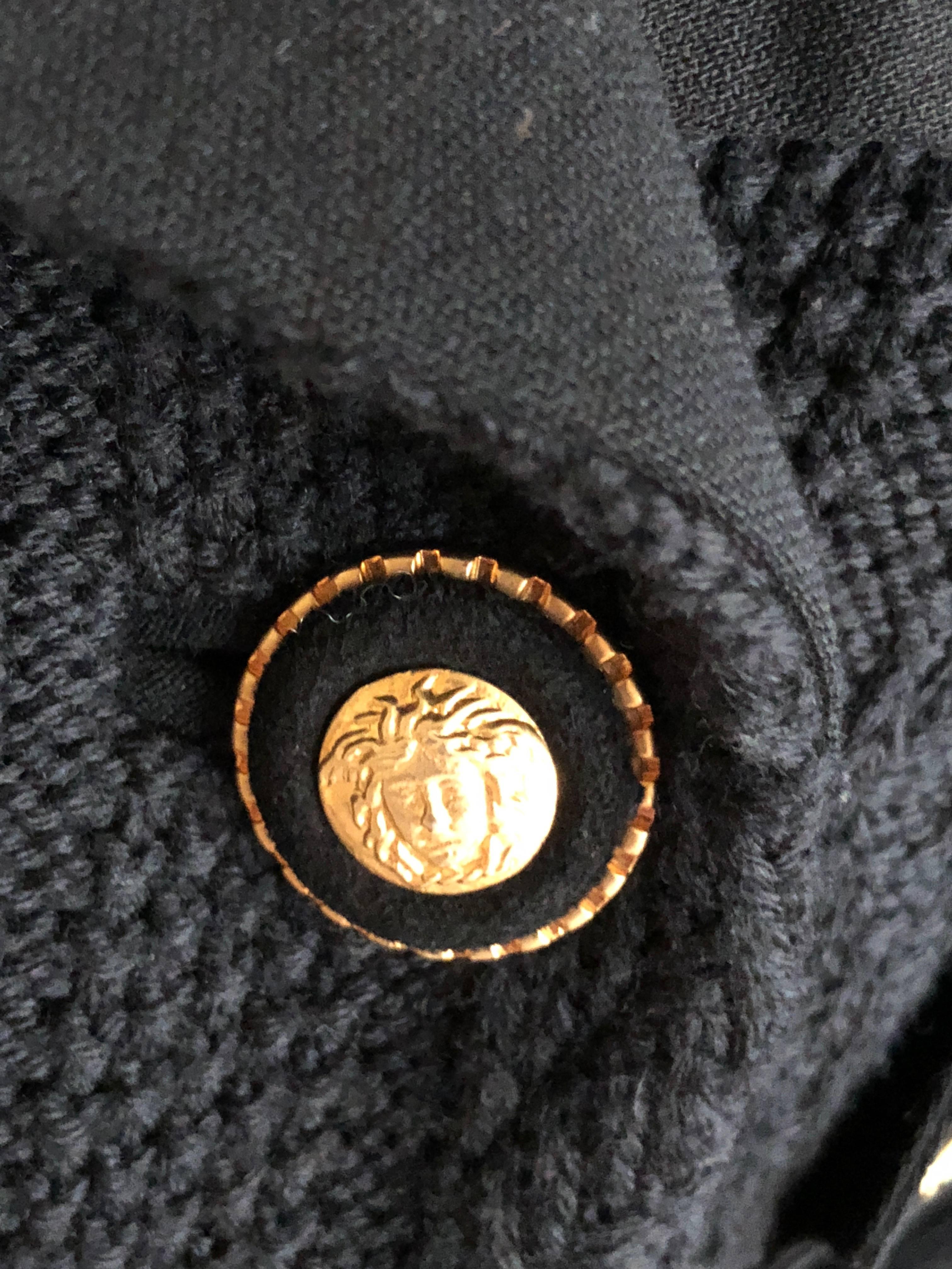 Gianni Versace Couture 1980's Black Knit Jacket with Medusa Buttons 2