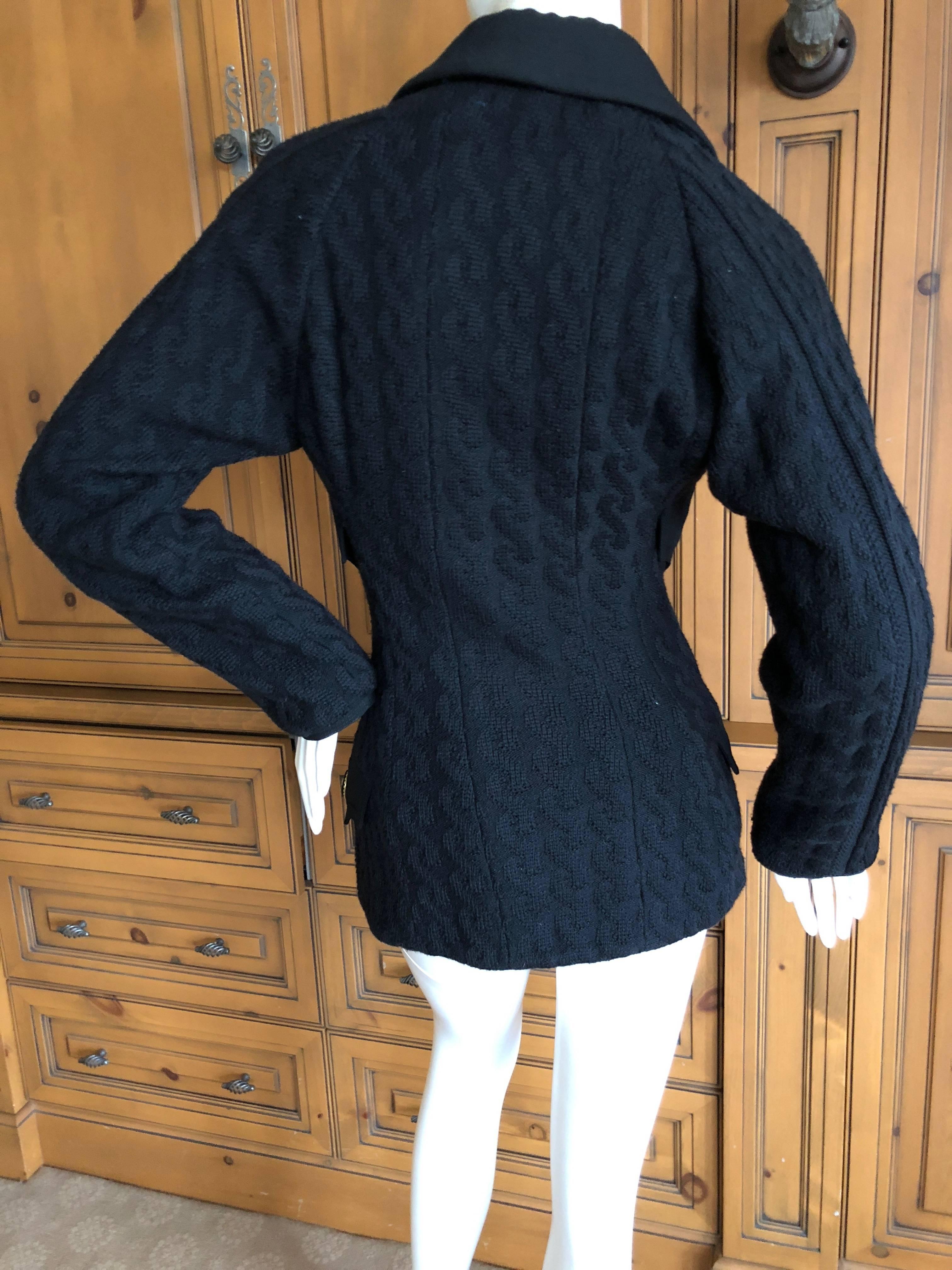 Gianni Versace Couture 1980's Black Knit Jacket with Medusa Buttons 5