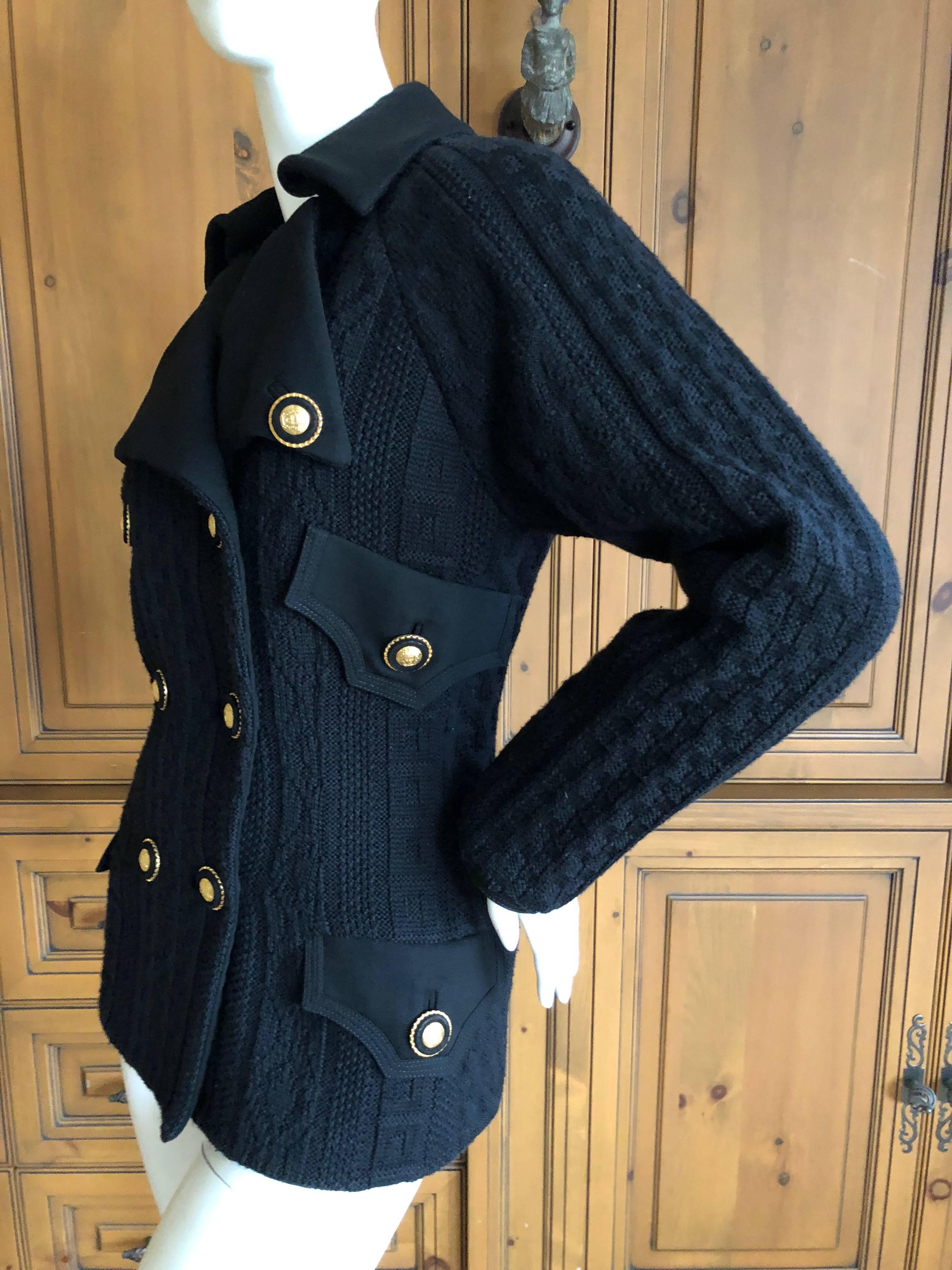 Gianni Versace Couture 1980's Black Knit Jacket with Medusa Buttons 4