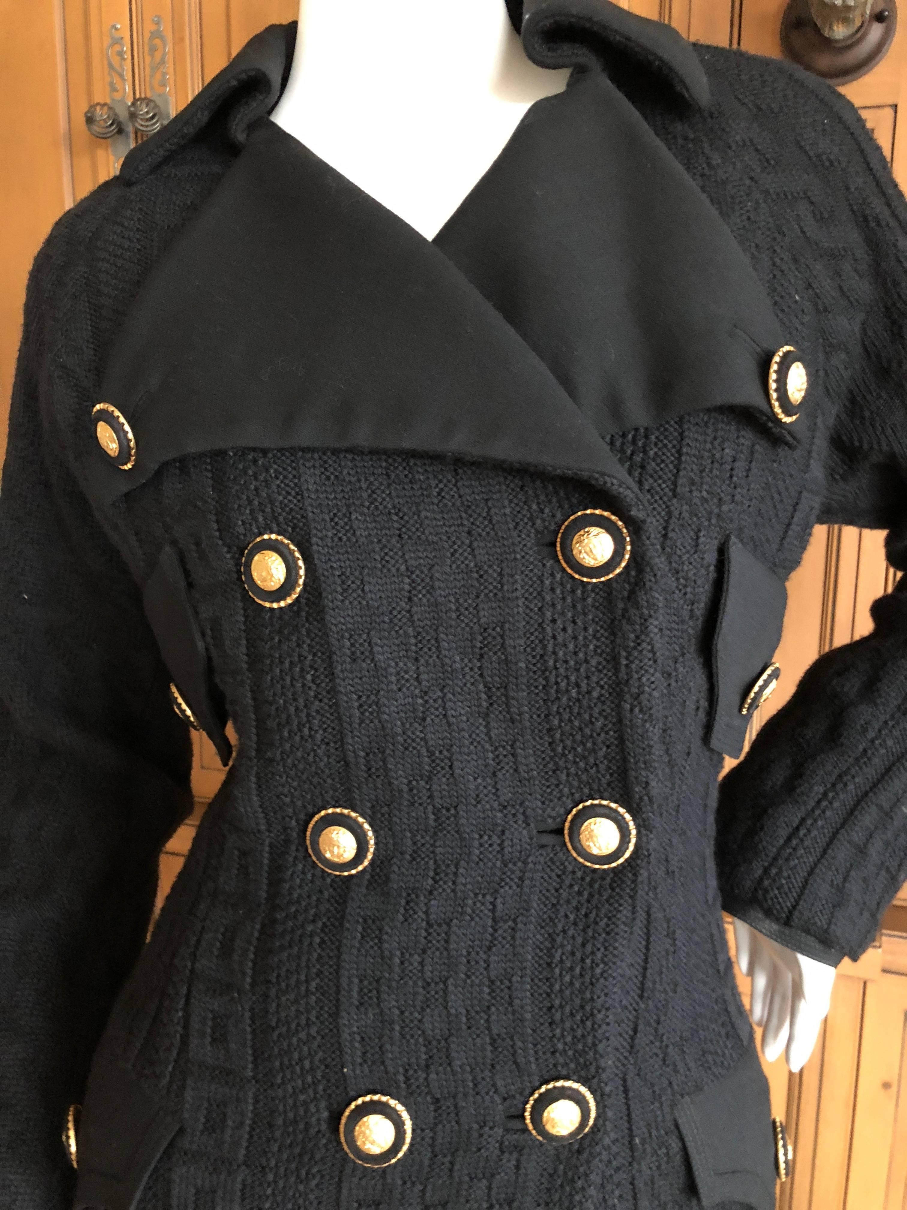 Gianni Versace Couture 1980's Black Knit Jacket with Medusa Buttons In Excellent Condition In Cloverdale, CA
