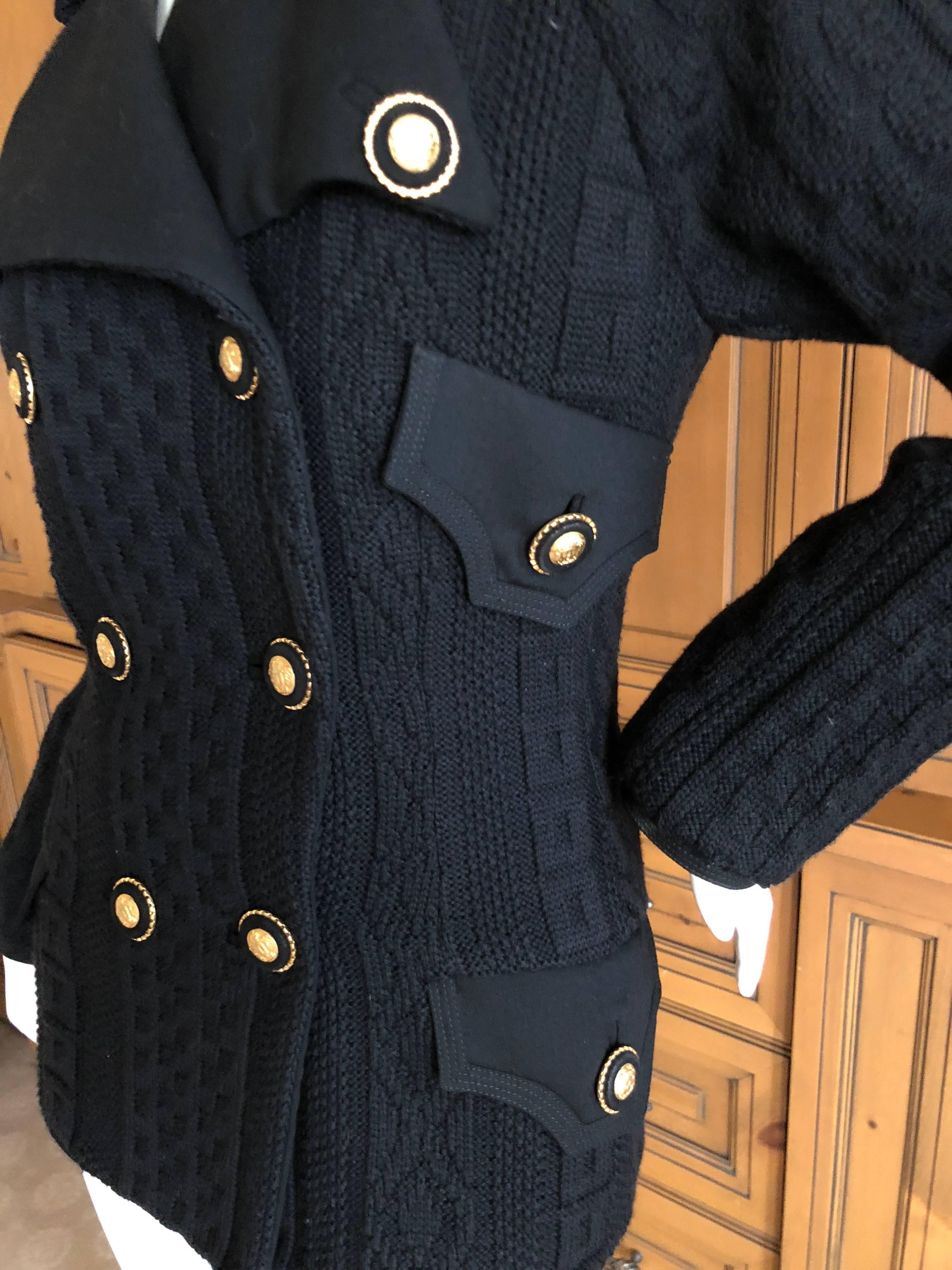Gianni Versace Couture 1980's Black Knit Jacket with Medusa Buttons 1