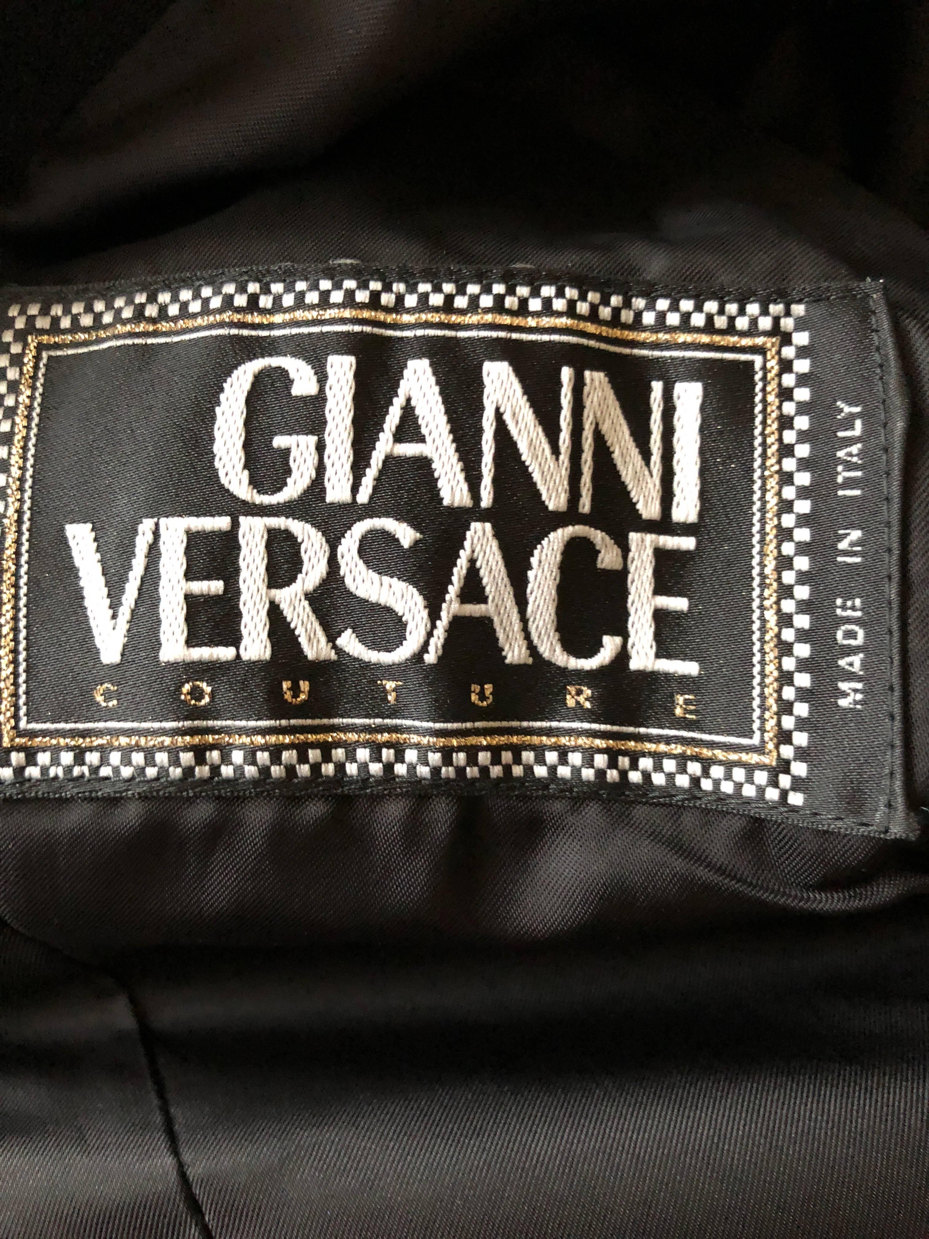 Gianni Versace Couture 1980's Black Knit Jacket with Medusa Buttons 6