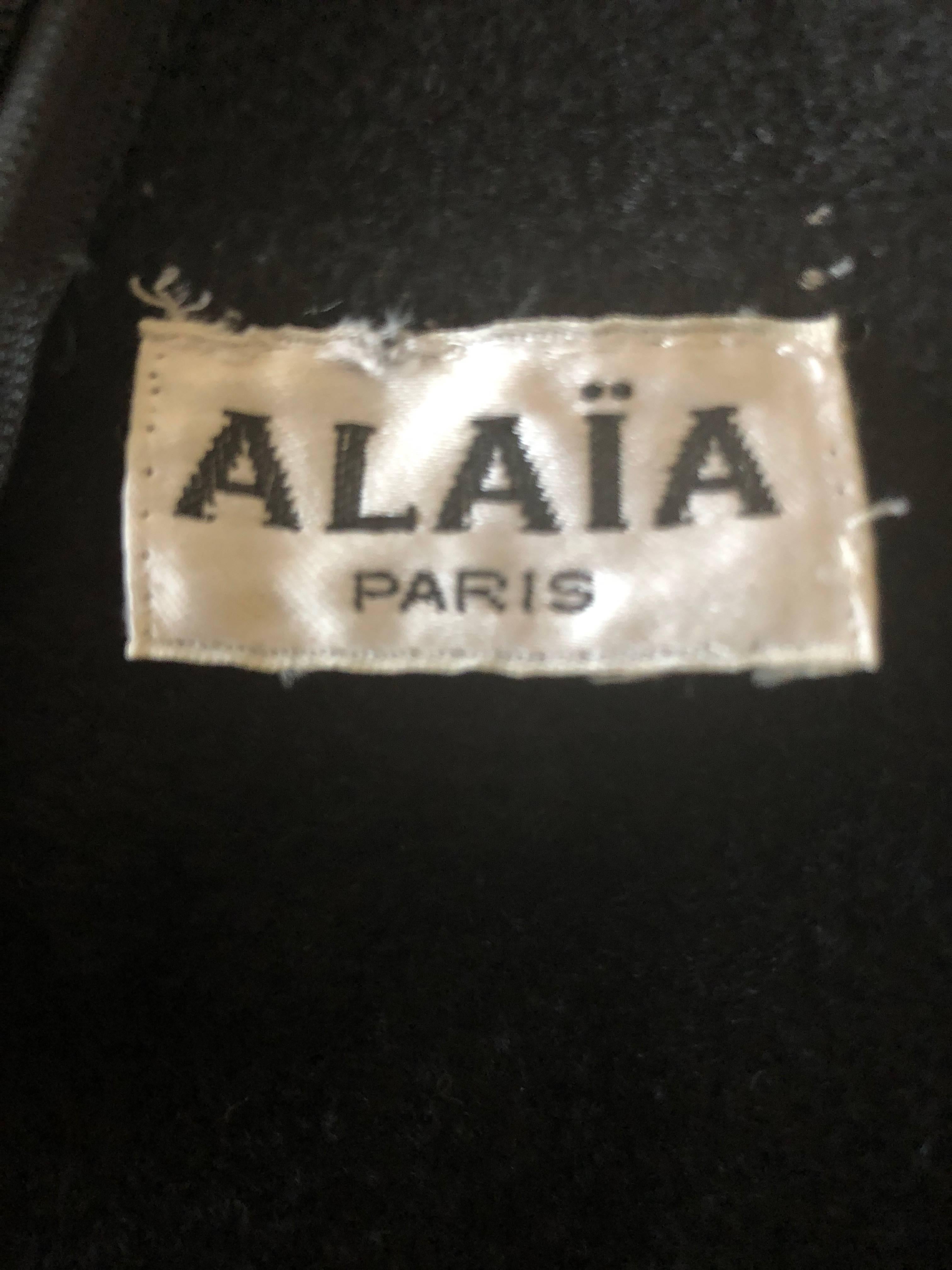 Azzedine Alaia Vintage A' 1991Plush Velour Little Black Dress with Sheer Inserts For Sale 4