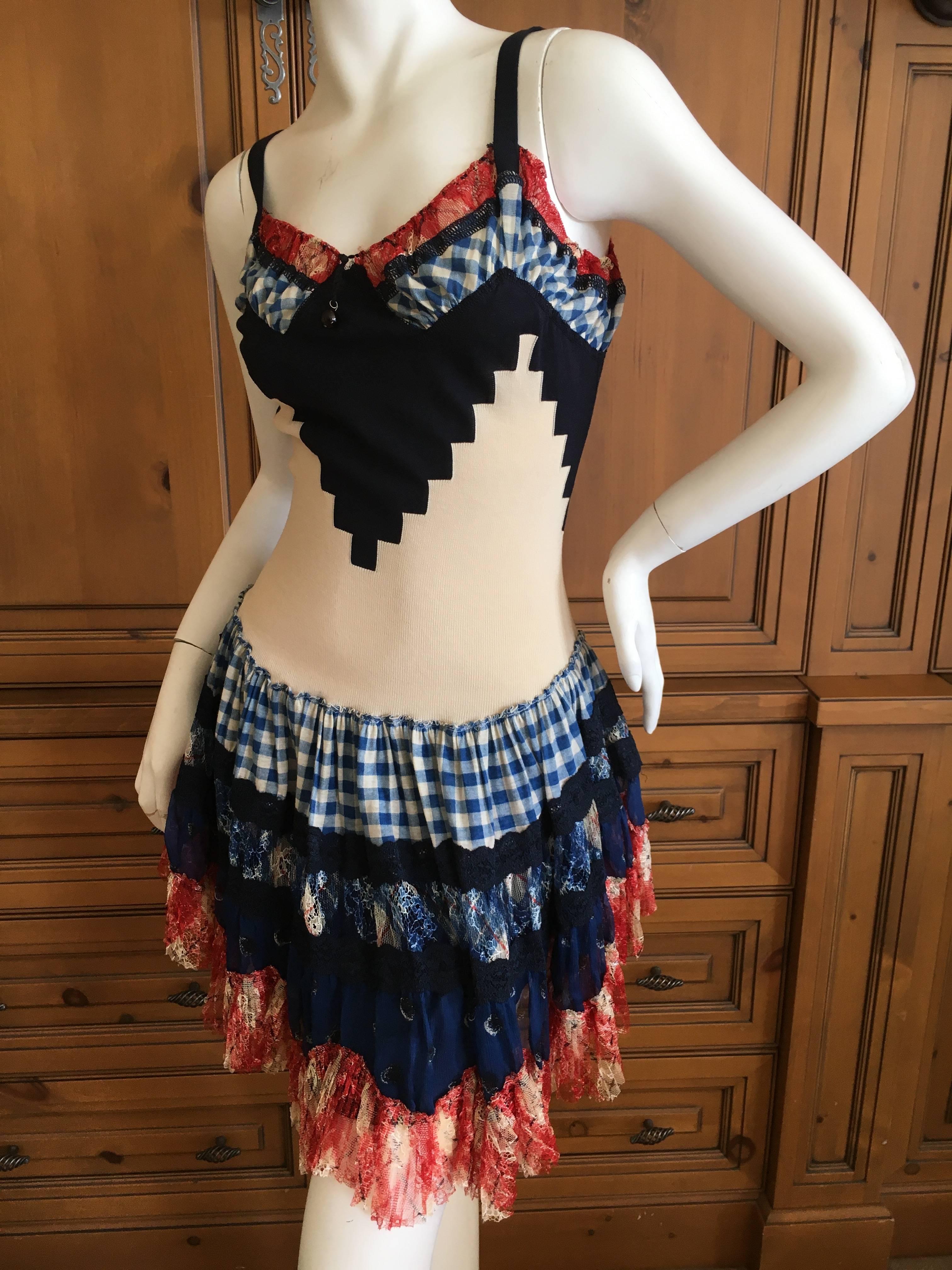 Jean Paul Gaultier Maille Femme Vintage Gingham Pattern Play Dress In Excellent Condition For Sale In Cloverdale, CA
