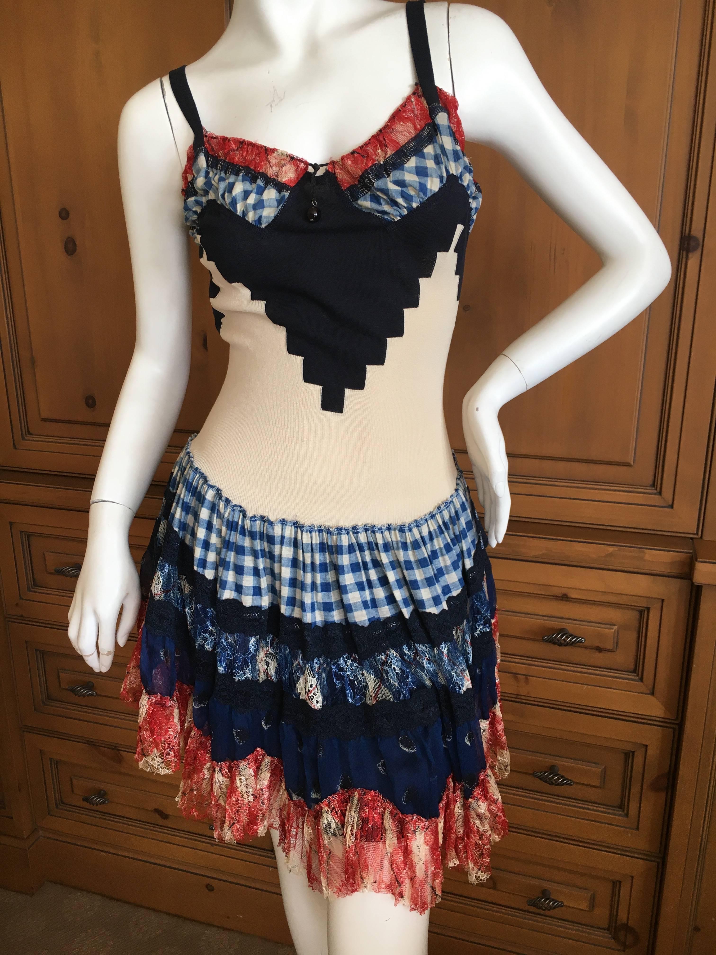 Jean Paul Gaultier Maille Femme Vintage Gingham Pattern Play Dress For Sale 1