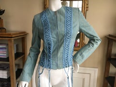 Christian Dior by John Galliano Denim Blue Jean Corset Lace Jacket
