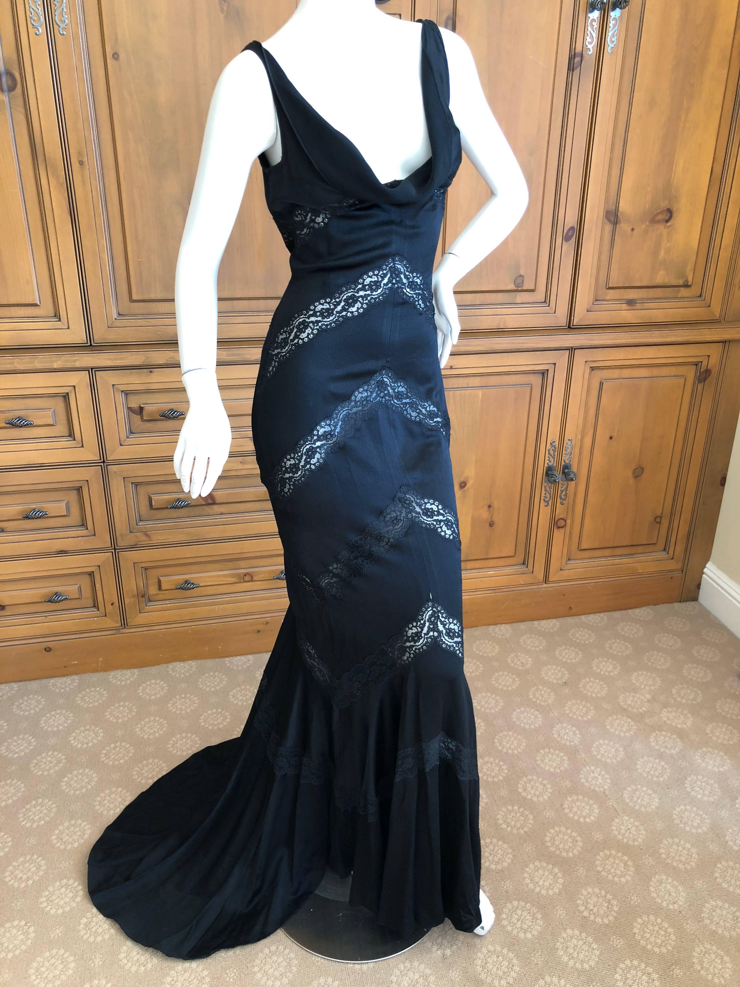 Christian Dior by John Galliano Black Lace Insert Evening Dress with Train 3