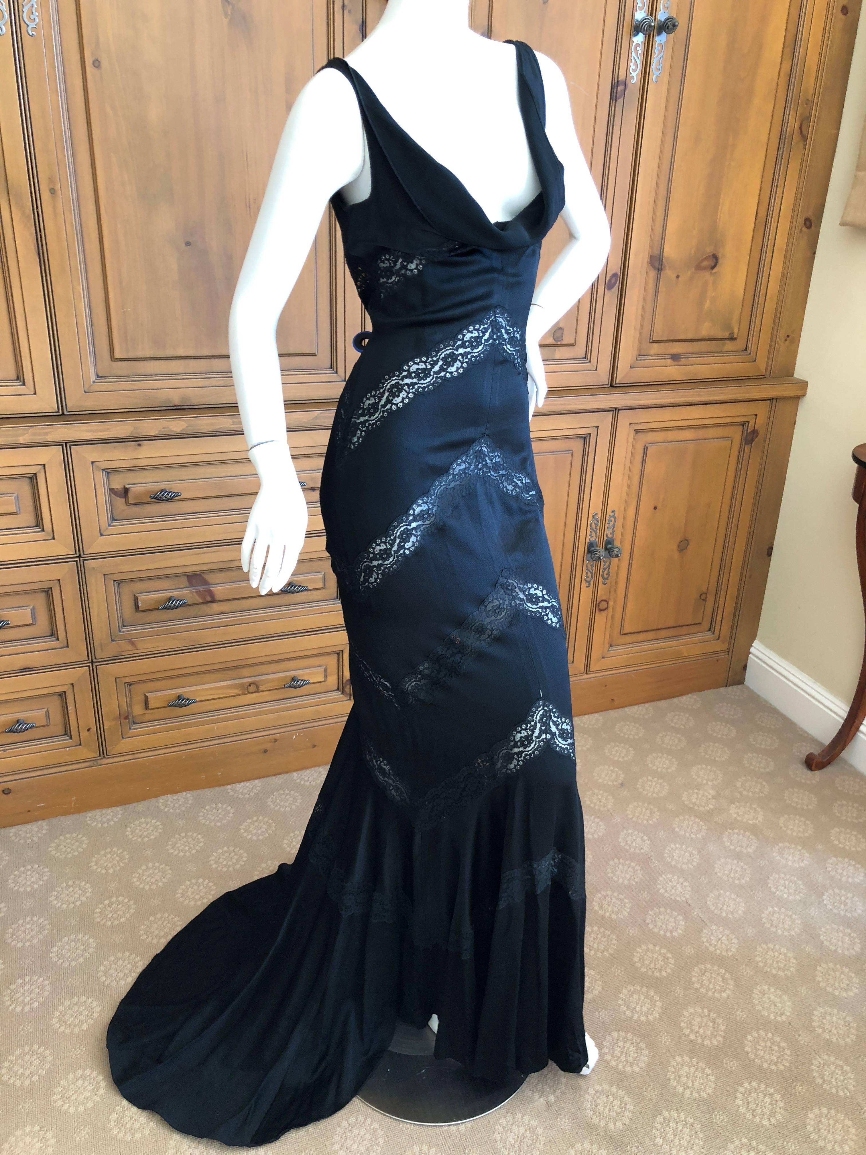 Christian Dior by John Galliano Black Lace Insert Evening Dress with Train 2