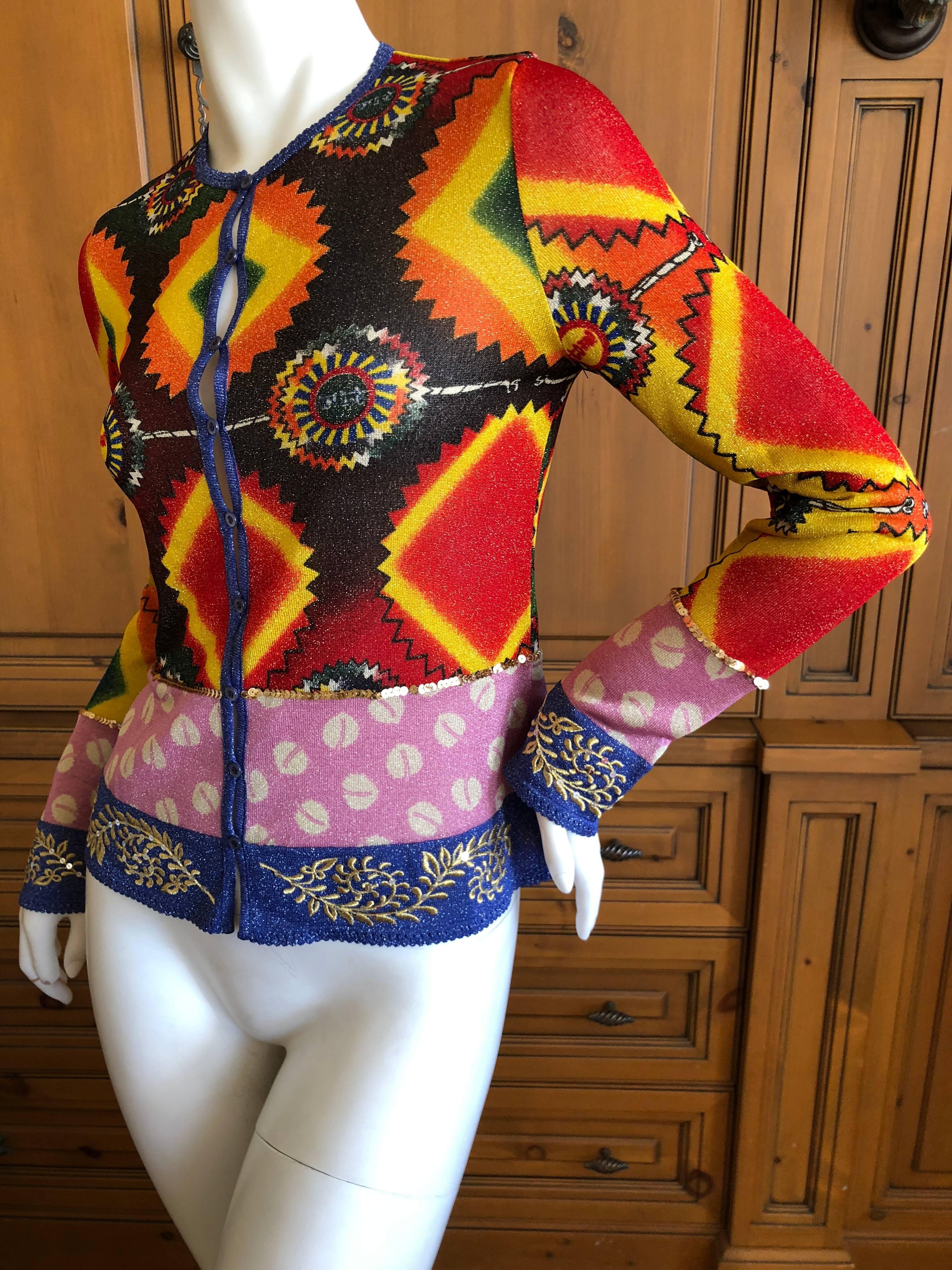 Women's John Galliano Vintage Brightly Colored Cardigan Sz Small For Sale