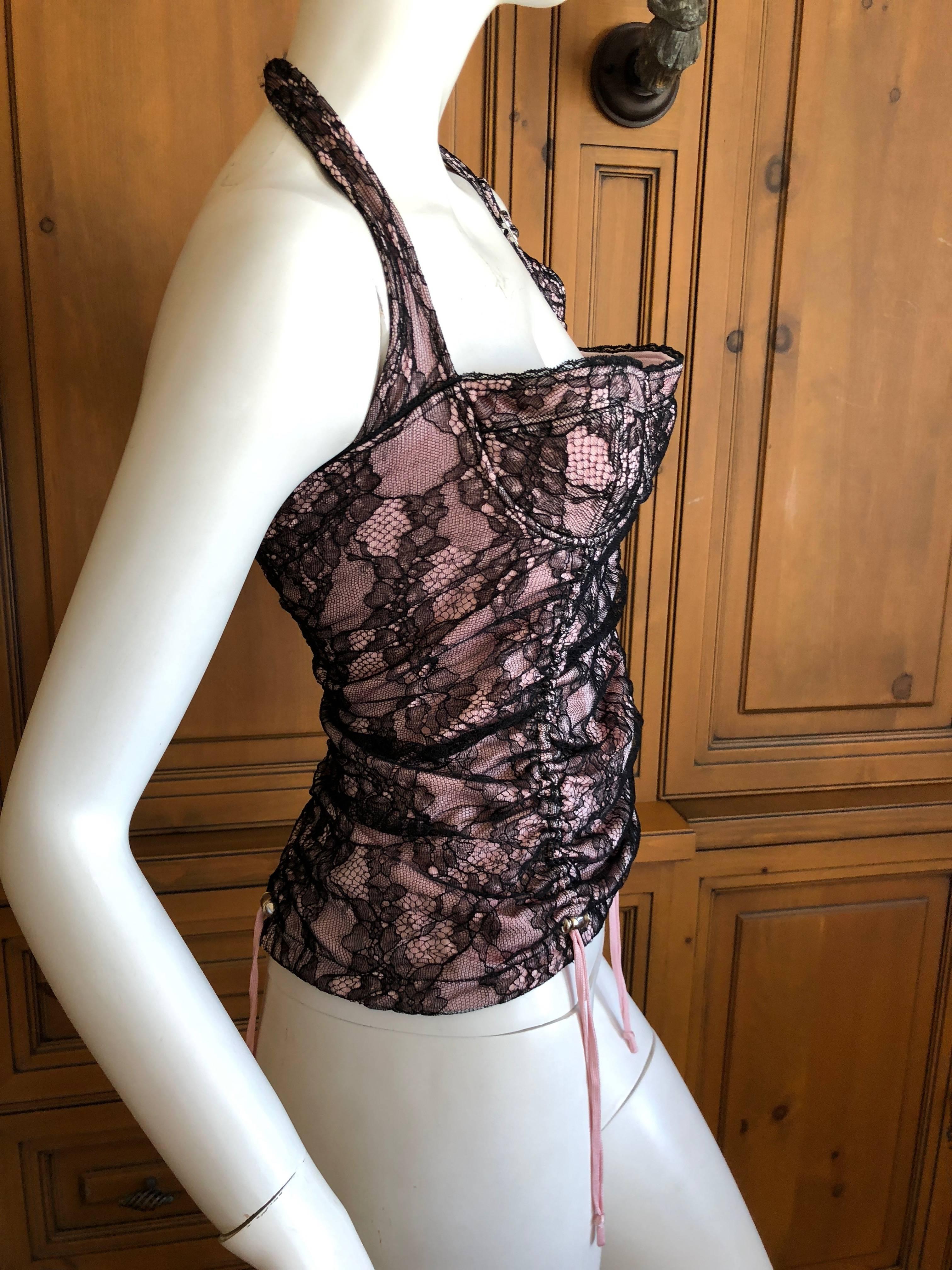 Women's Christian Dior Spring 2004 by John Galliano Vintage Lace Overlay Corset Bustier For Sale