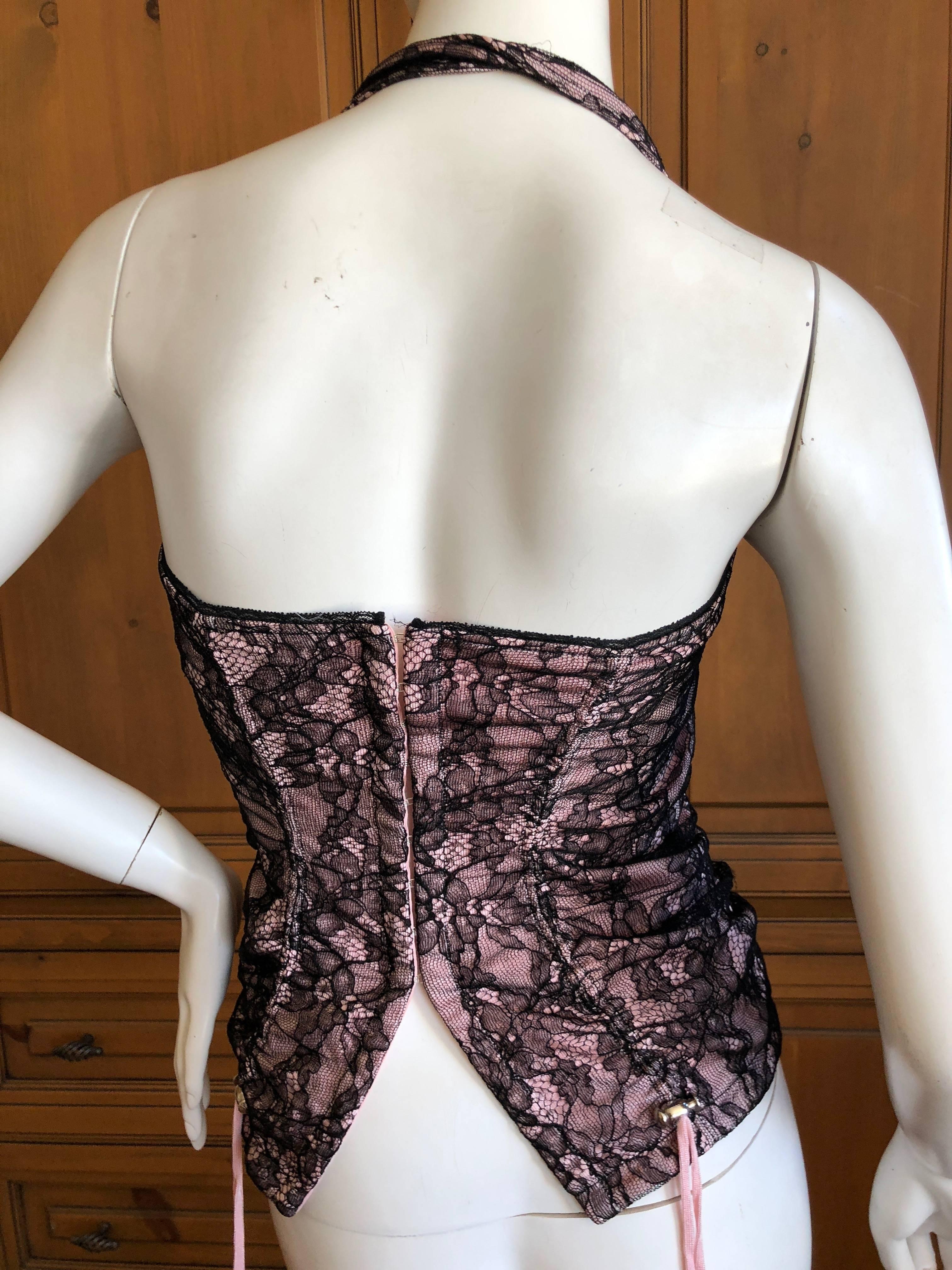 Christian Dior Spring 2004 by John Galliano Vintage Lace Overlay Corset Bustier For Sale 1