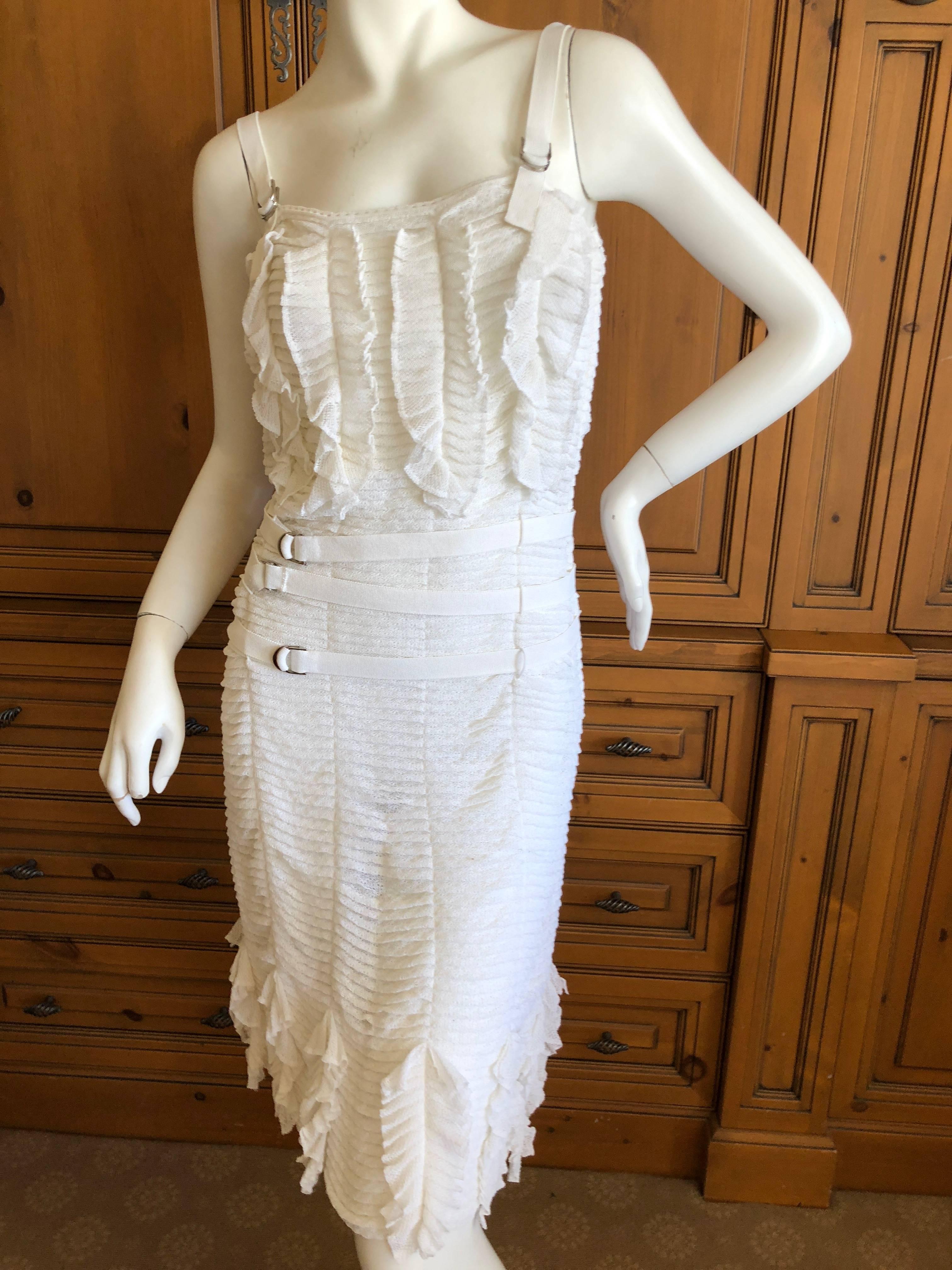 Christian Dior by John Galliano Gauzy White Ribbon Dress .
This is so pretty, with lacy gauze like fabric, much prettier in person.

Size 42
Bust 36