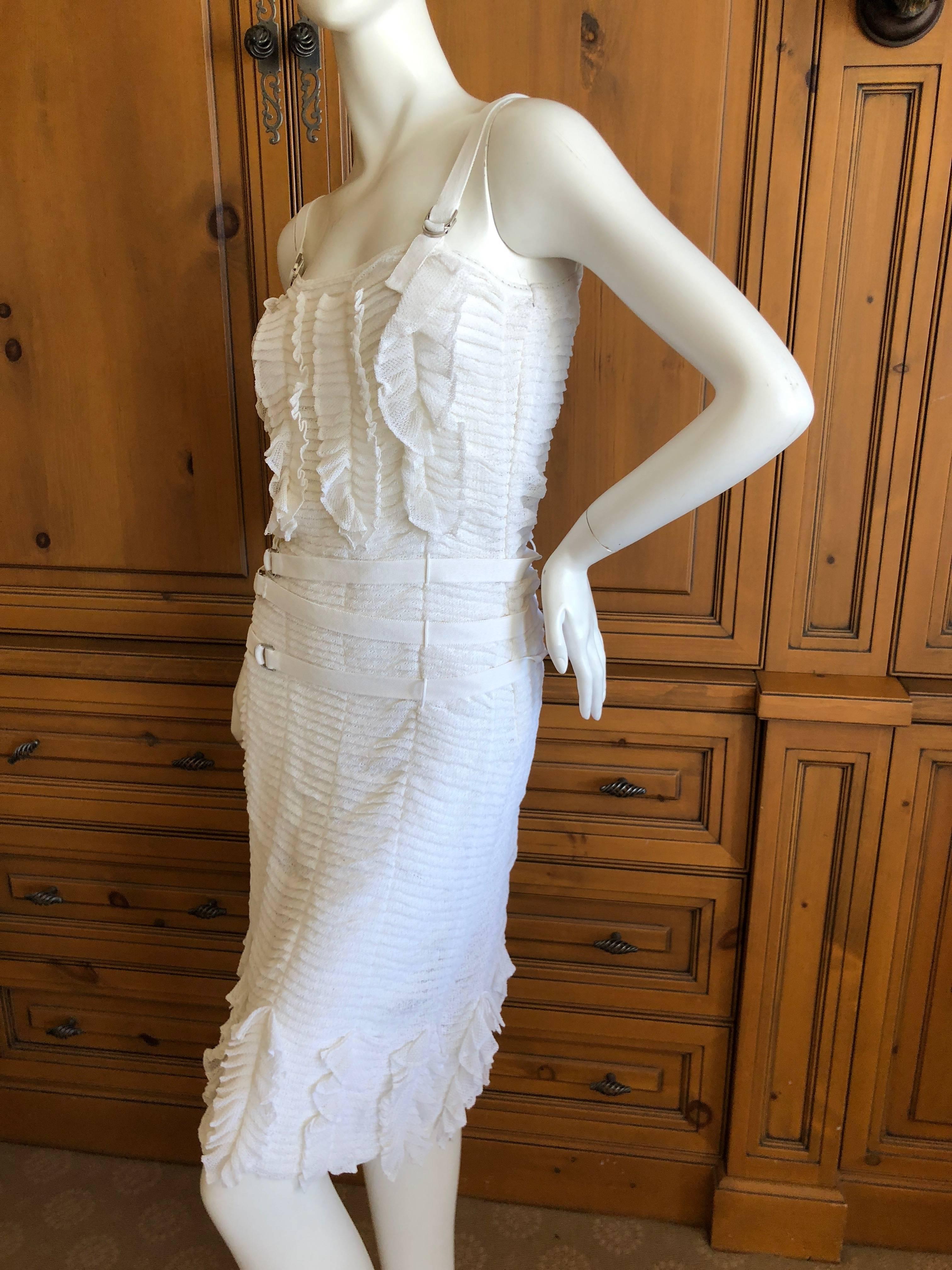 Christian Dior by John Galliano Gauzy White Ribbon Dress  In Excellent Condition For Sale In Cloverdale, CA