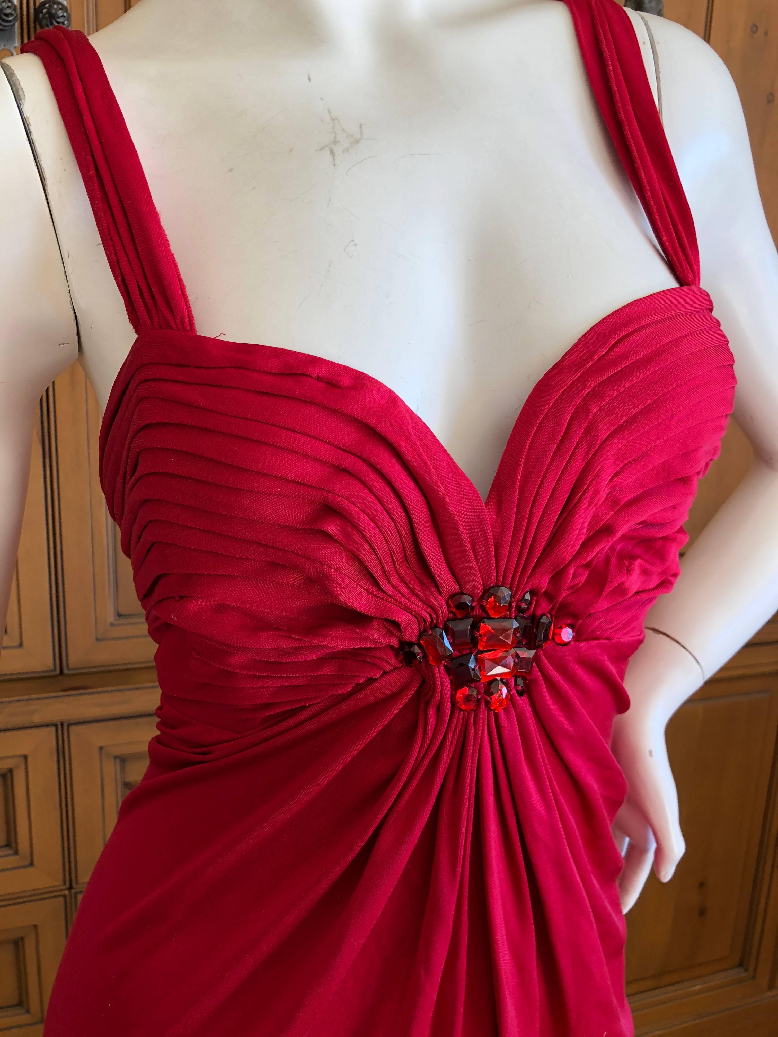 Christian Dior Crystal Embellished Red Cocktail Dress  In Excellent Condition For Sale In Cloverdale, CA