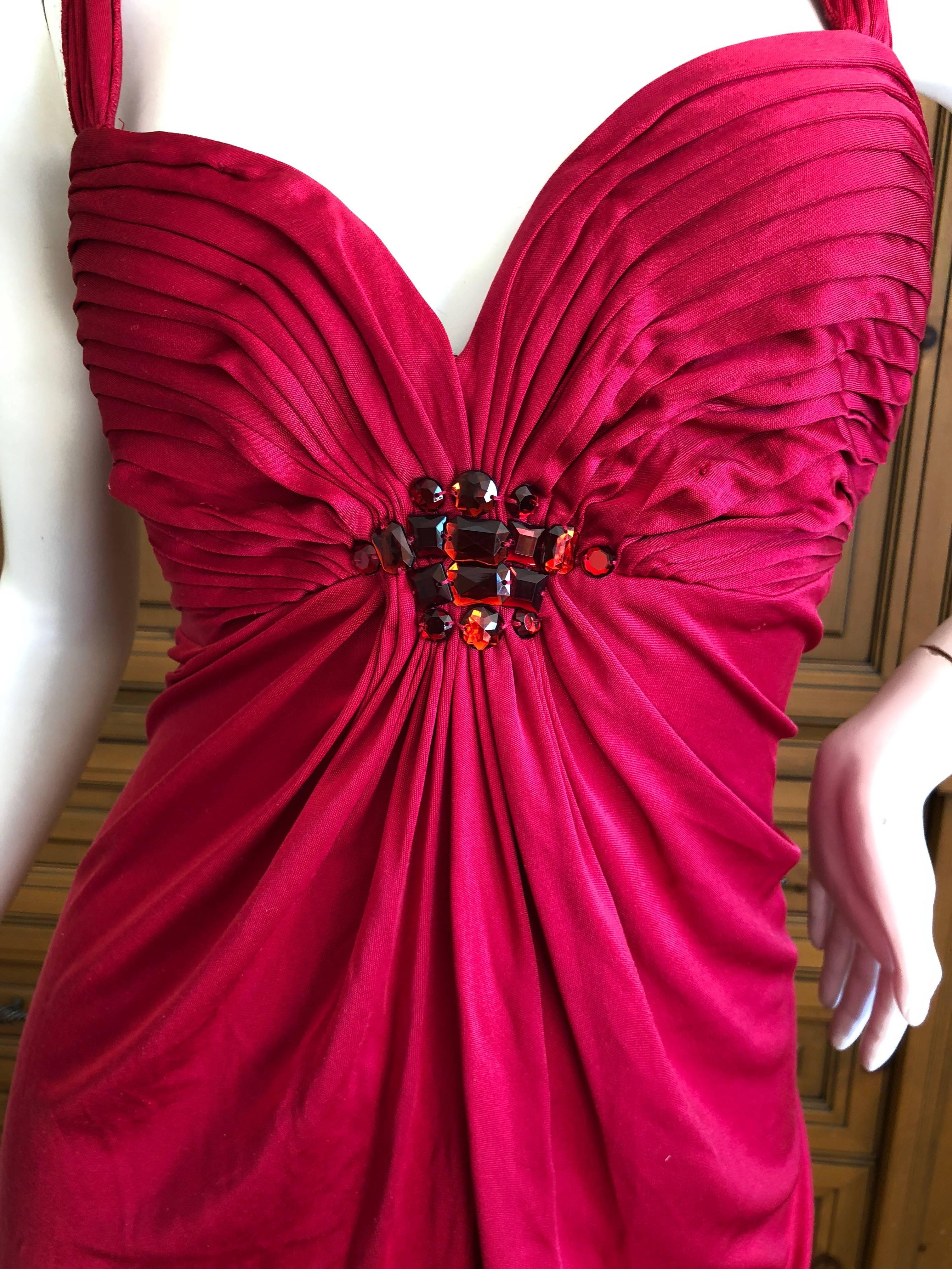 Women's Christian Dior Crystal Embellished Red Cocktail Dress  For Sale