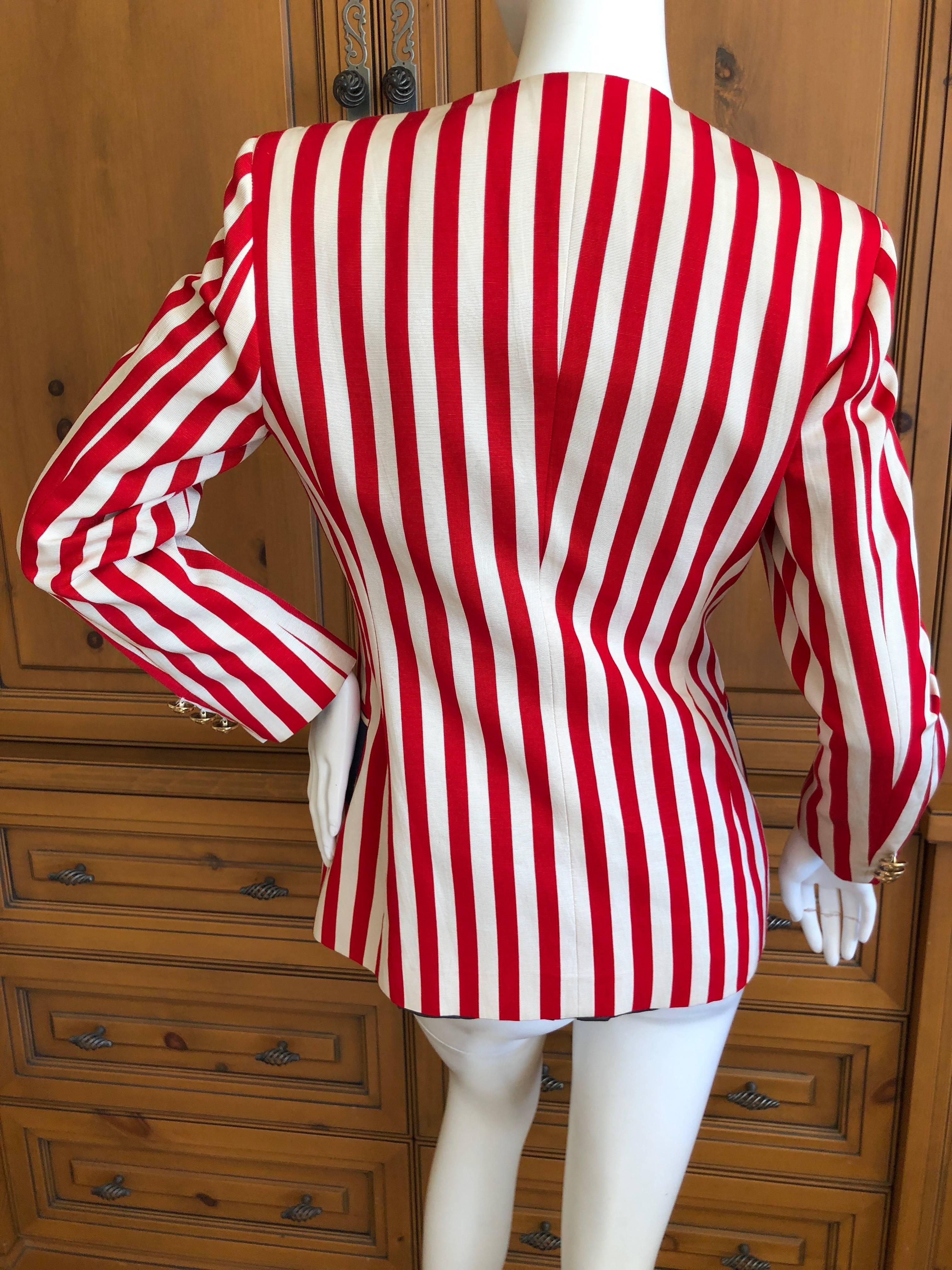 Moschino Vintage Cheap & Chic Red White and Blue Tromp l'oeil Grosgrain Jacket For Sale 4