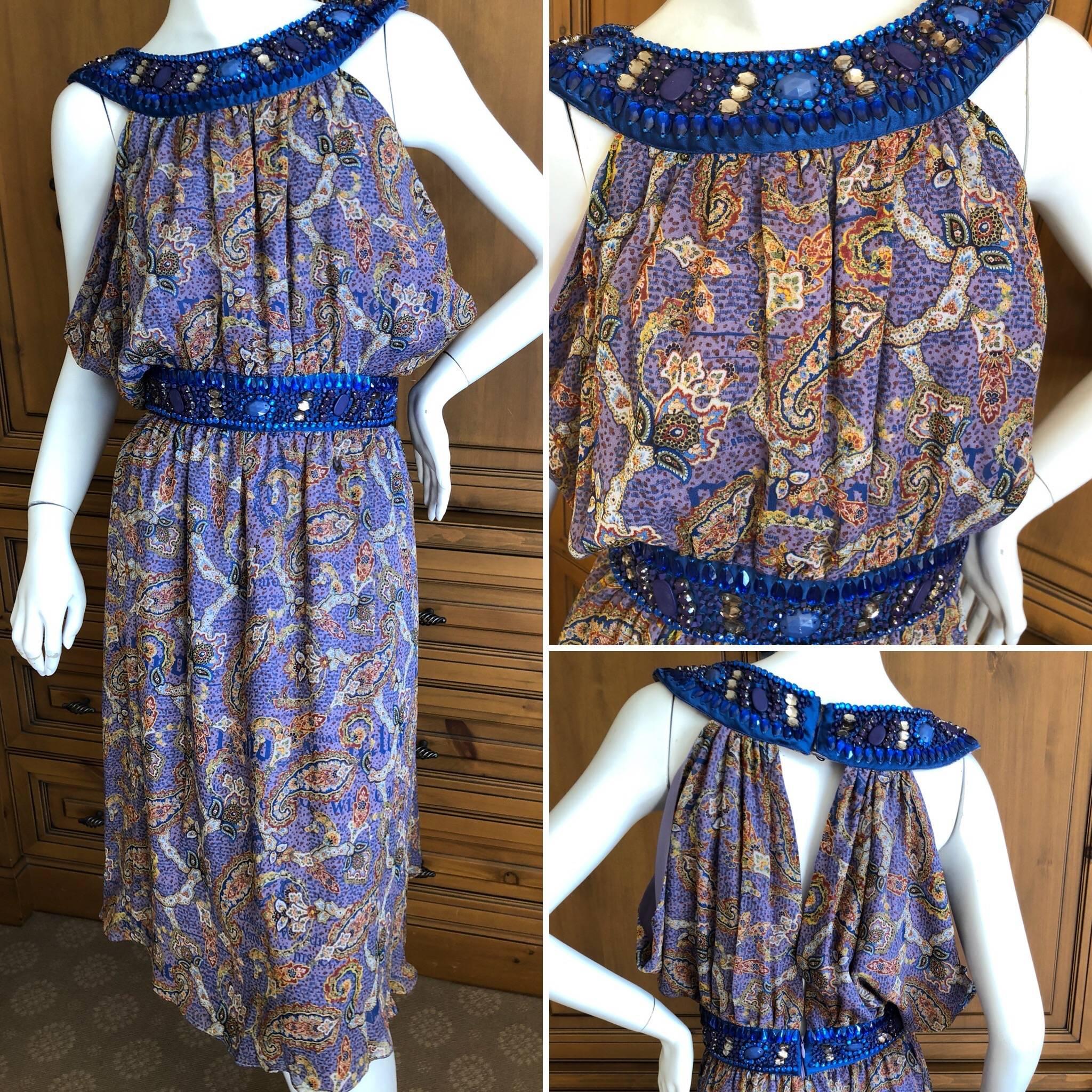John Galliano Exquisite Jewel Embellished Silk Paisley Dress 
NWT 
Size 42
 Bust 46 
Waist 28