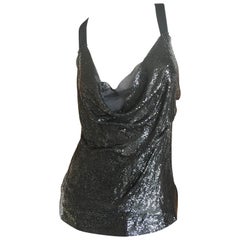 Jean Paul Gaultier Vintage 90's Draped Black Metal Mesh Evening Tank Top