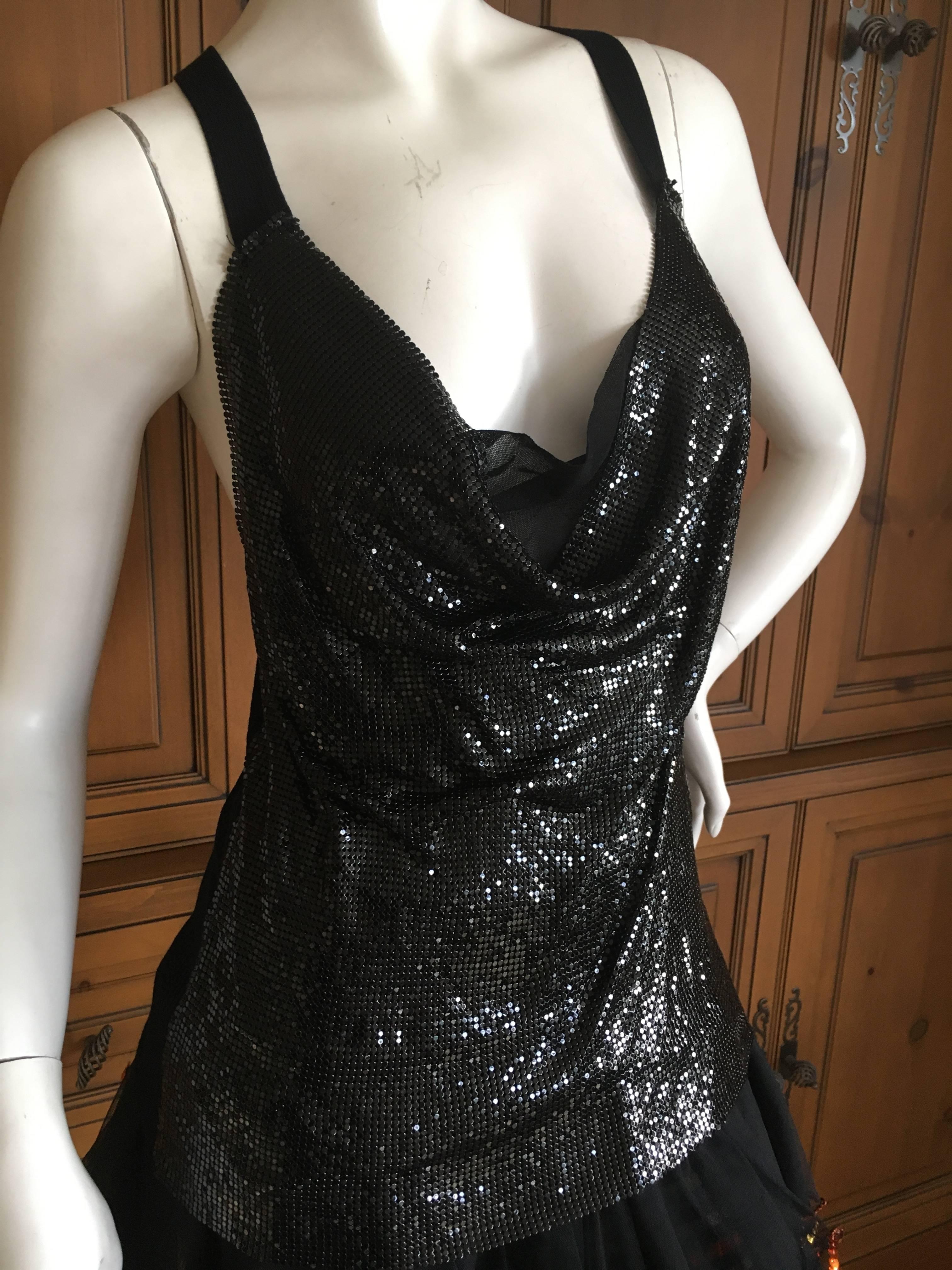 Women's Jean Paul Gaultier Vintage 90's Draped Black Metal Mesh Evening Tank Top For Sale